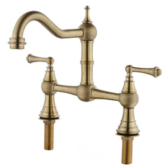 HAOYYE Double Handle Widespread Kitchen Faucet with Traditional Handles Sturdy Space-Saving Heavy Duty Modern Design Adults Dorm Room Easy Assembly Bedroom Furniture
