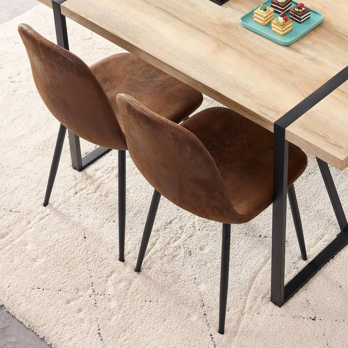 HAOYYEModern Mid-Century Style Restaurant Side Chairs with Cushioned Seats and Black Metal Legs, Comfortable for Kitchen, Dining Room, Lounge, and Farmhouse Use, Sturdy, Space-Saving, and Durable Design