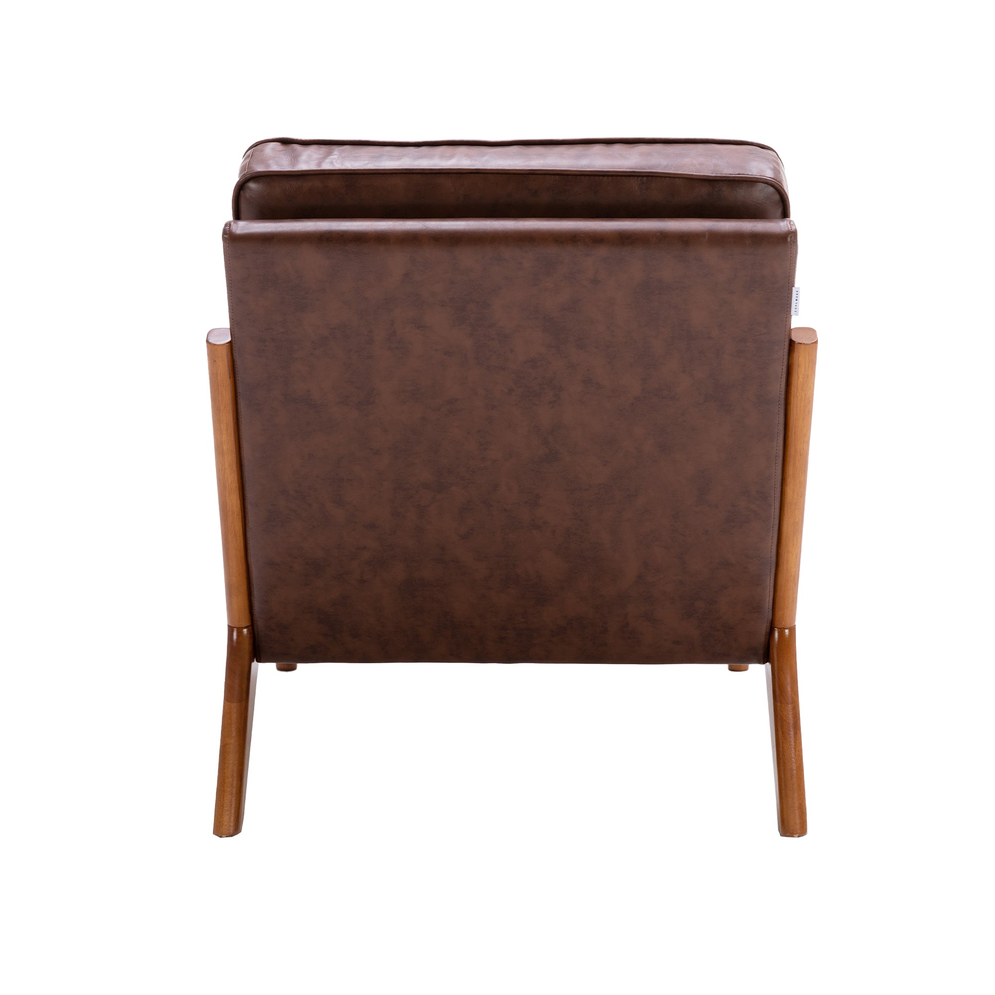 HAOYYE Mid Century Modern Accent Chair, Comfy Fabric Living Room Chairs with Solid Wood Frame, Lounge Reading Armchair, Easy Assembly (Brown PU) Sturdy Space-Saving Heavy Duty Modern Design