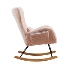HAOYYE Rocking Chair Nursery, Modern Rocking Chair with High Backrest Sturdy Space-Saving Heavy Duty Modern Design Adults Dorm Room Easy Assembly Bedroom Furniture