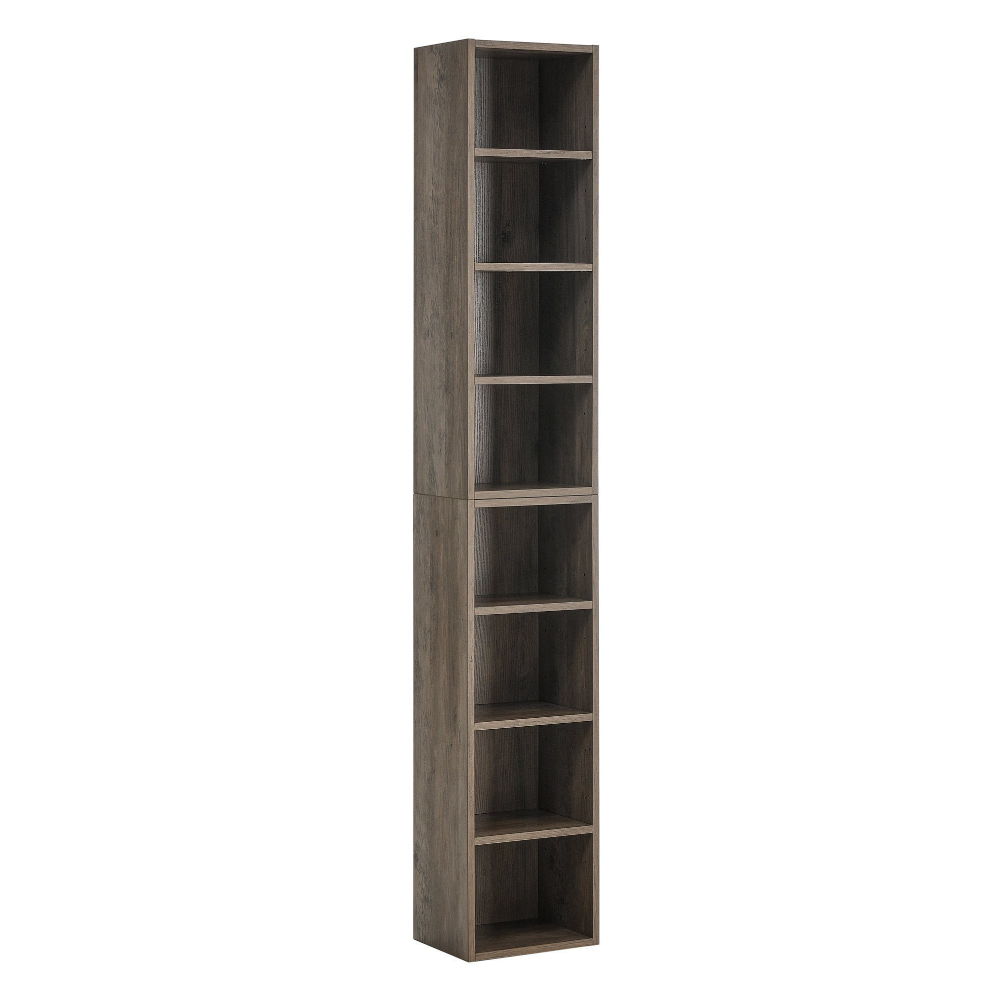HAOYYE 8-Tier Media Tower Rack, CD DVD Slim Storage Cabinet with Adjustable Shelves, Tall Narrow Bookcase Display Bookshelf for Home Office,Multi-functional double-decker bookcase Sturdy Space-Saving