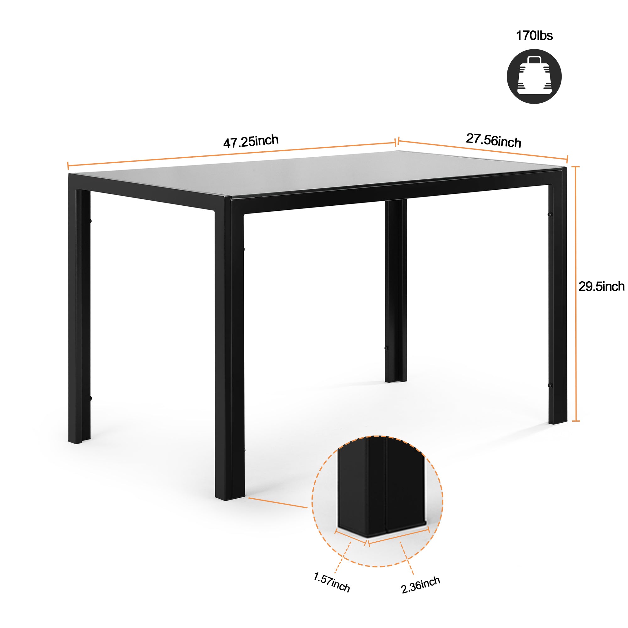 HAOYYE Dining Table Sturdy Space-Saving Heavy Duty Modern Design Adults Dorm Room Easy Assembly Bedroom Furniture