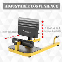 HAOYYE 3-in-1 Fitness Equipment for Push-Ups Sit-Ups and Squats Durable Steel Frame Hip Thrust Machine with Non-Slip Foot Plate and Comfortable Foam Rollers for Full Body Strength Training Yellow