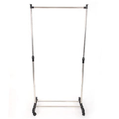 HAOYYE Single-Bar Adjustable Clothes Rack with Shoe Shelf, Space-Saving Vertical & Horizontal Stretching Garment Organizer, Modern Durable Silver Metal Frame, Versatile Home Storage Solution for Bedroom, Closet, Entryway, and Laundry Room
