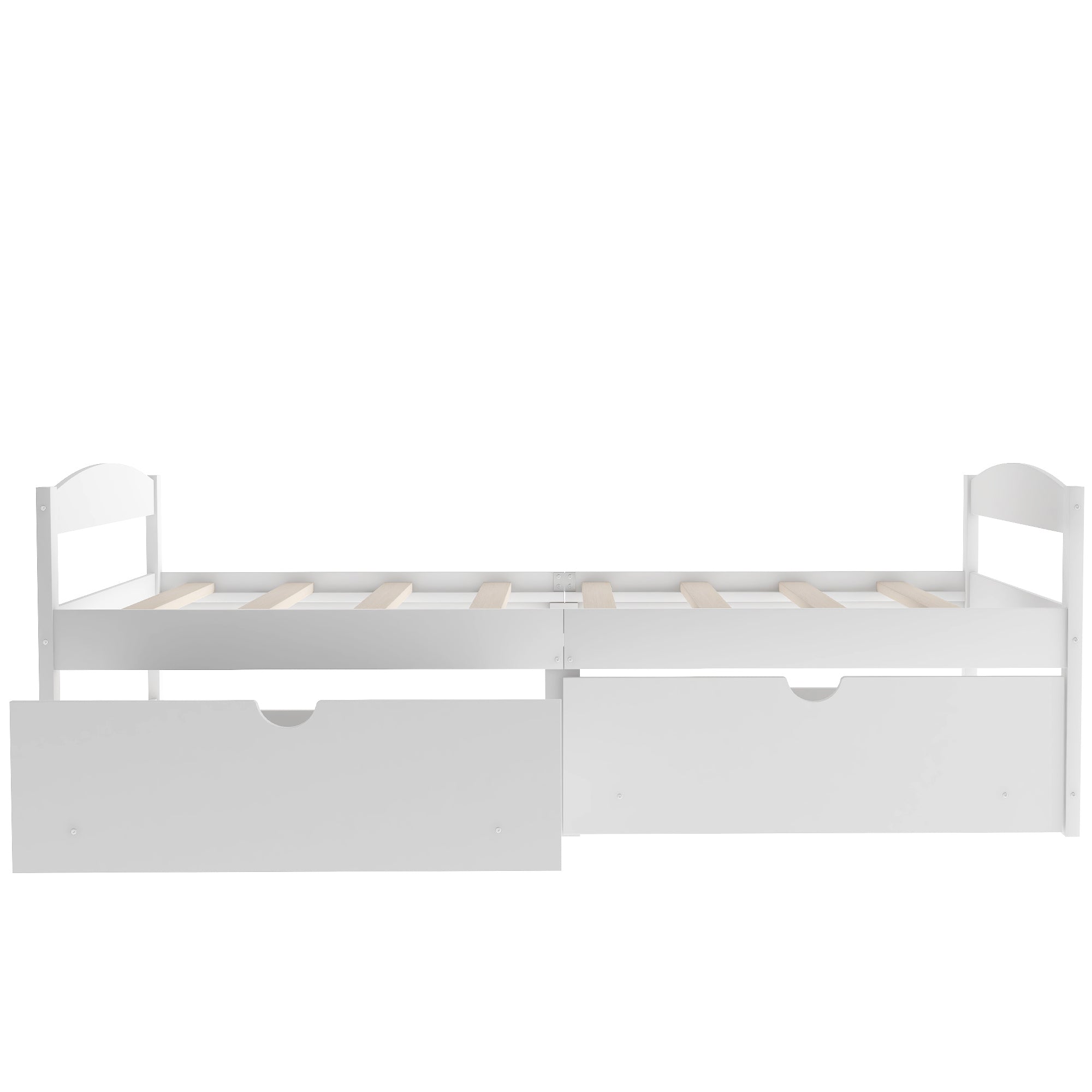 HAOYYE Twin Platform Bed with Two Drawers, White, Sturdy Space-Saving Design, Heavy Duty Construction, Easy Assembly, Durable and Stylish Home Furniture