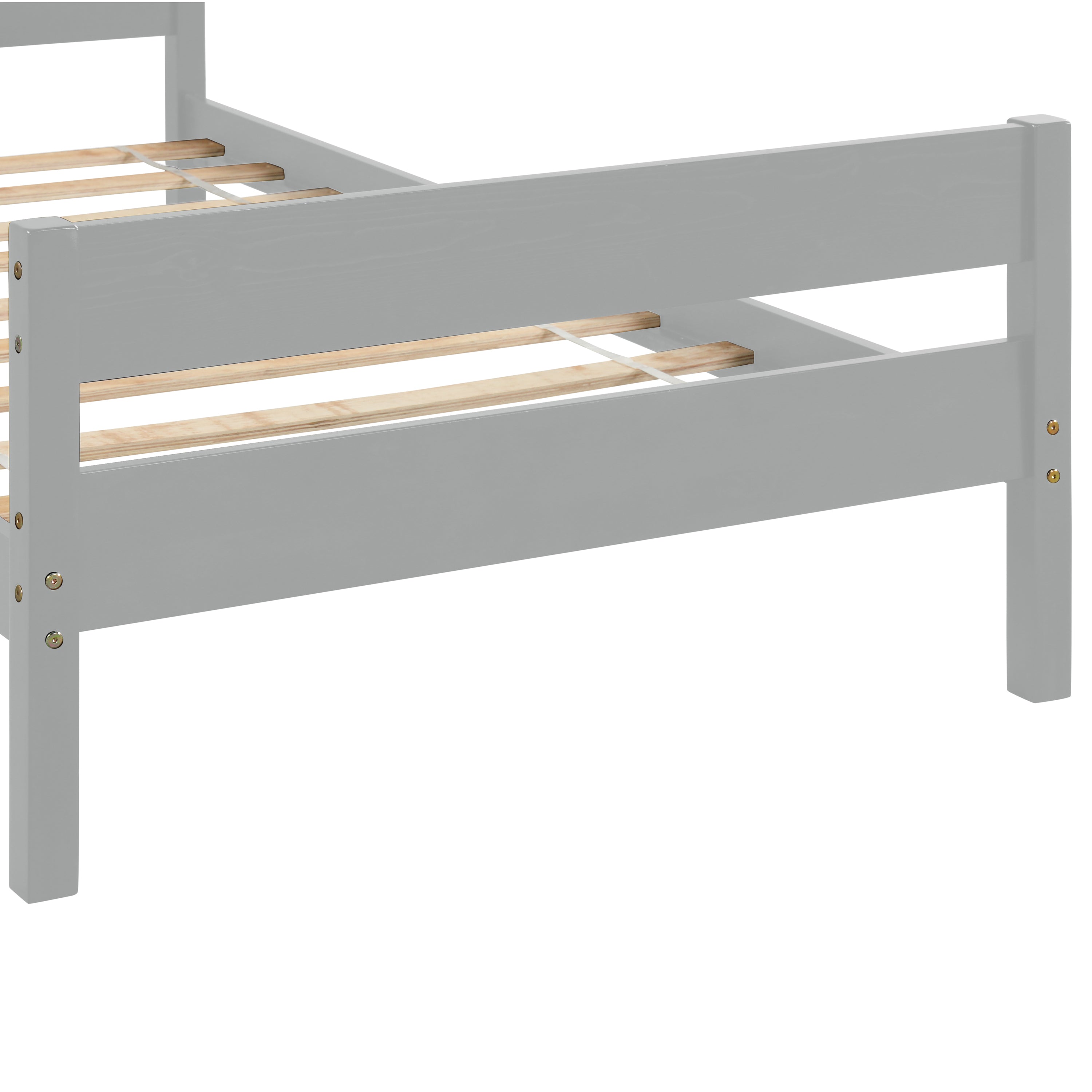 HAOYYE Twin Bed with Headboard and Footboard,Grey Sturdy Space-Saving Heavy Duty Modern Design Adults Dorm Room Easy Assembly Bedroom Furniture