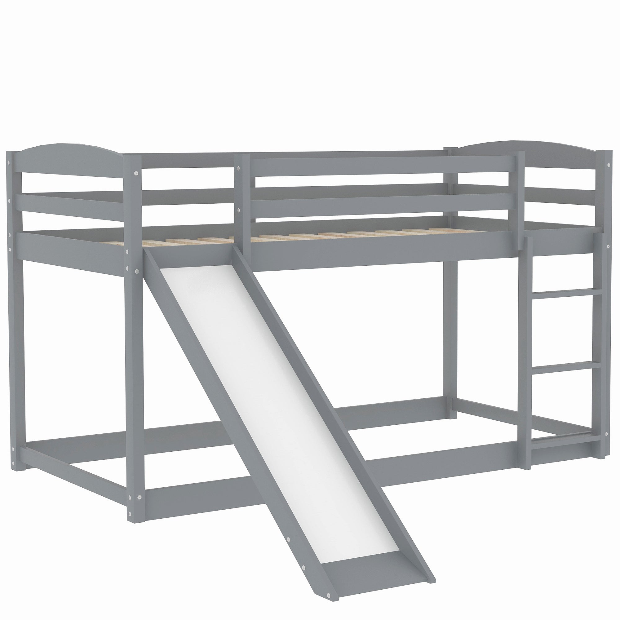 HAOYYE Twin over Twin Bunk Bed with Convertible Slide and Ladder , Gray(Old SKU:WF281725AAE) Sturdy Space-Saving Heavy Duty Modern Design Adults Dorm Room Easy Assembly Bedroom Furniture