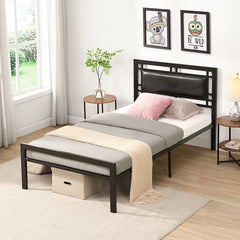 HAOYYE Twin Size metal bed Sturdy System Metal Bed Frame ,Modern style and comfort to any bedroom ,black Space-Saving Heavy Duty Modern Design Adults Dorm Room Easy Assembly Bedroom Furniture