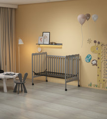 HAOYYE 3-In-1 Convertible Crib In Storm Grey, Made Of Sustainable Pinewood, Non-Toxic Finish, Comes With Locking Wheels, Wooden Nursery Furniture Sturdy Space-Saving Heavy Duty Modern Design Adults