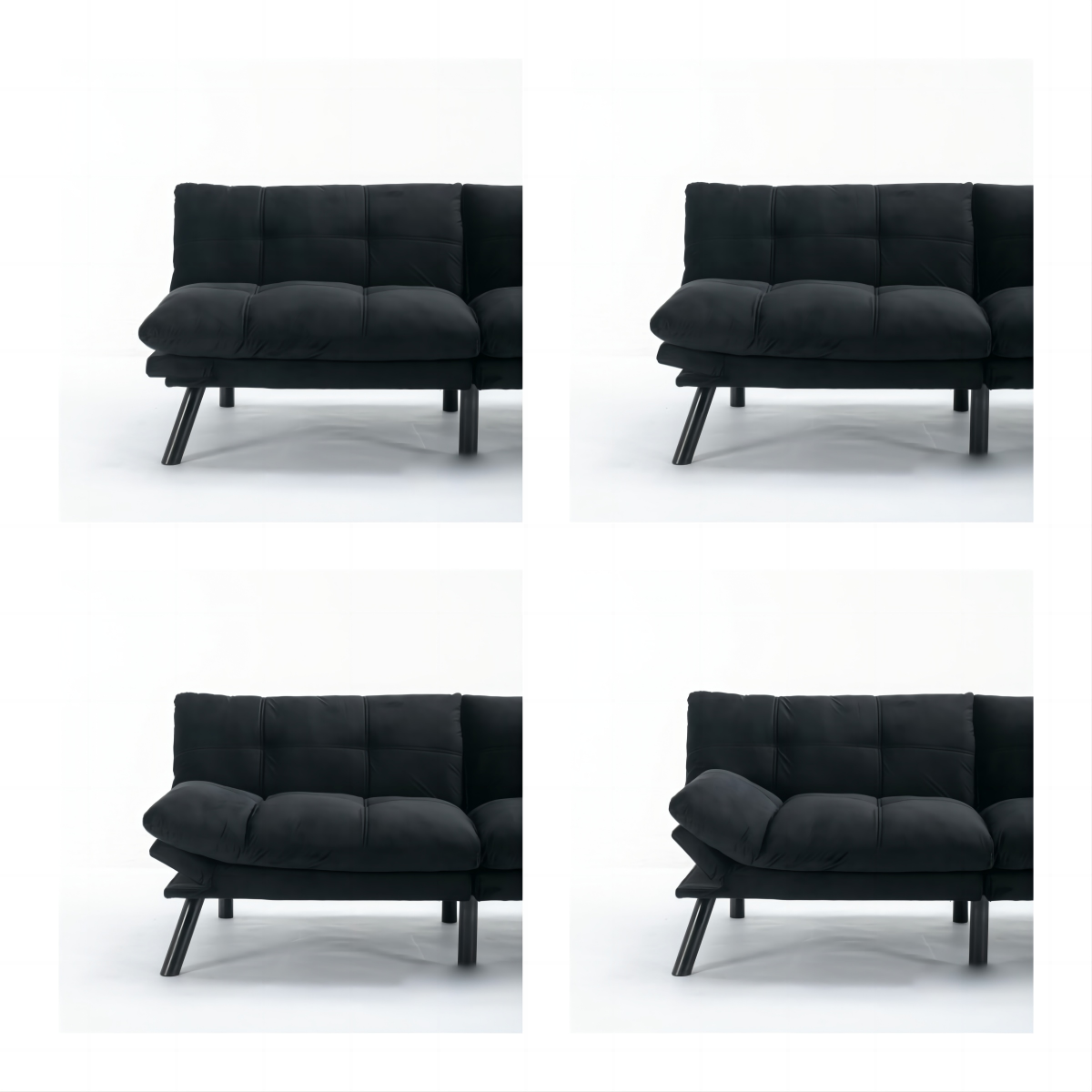 HAOYYE Black Convertible Folding Modern Sofa Bed, Sturdy Space-Saving Heavy Duty Design for Adults Dorm Room Easy Assembly Bedroom Furniture