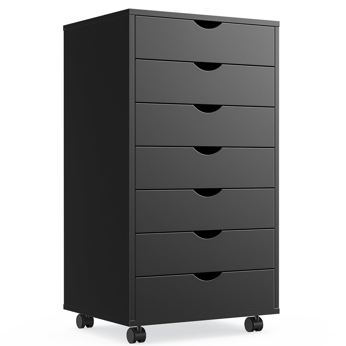HAOYYE 7-Drawer Chest with Wheels, Modern Mobile Storage Cabinet Dresser, Heavy-Duty Wooden Organizer for Office, Bedroom, Dorm Room, Space-Saving Design for Adults