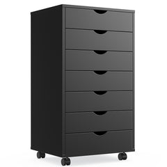 HAOYYE 7-Drawer Chest with Wheels, Modern Mobile Storage Cabinet Dresser, Heavy-Duty Wooden Organizer for Office, Bedroom, Dorm Room, Space-Saving Design for Adults