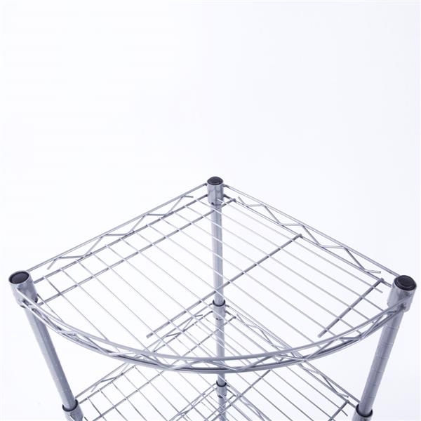 HAOYYE Fan-Shaped Carbon Steel Metal Assembly 4-Tier Storage Rack, Silver Gray, Soft Cozy Warm Flannel Fleece Home Decor, Luxury Comfortable Unique Design, Premium Quality Decorative Storage Unit for Living Room or Office