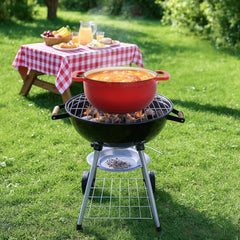 HAOYYE Cast Iron 5QT Cooking Pot Gradient Red Enamel Coating Includes Two Silicone Gloves Heavy Duty Durable Dutch Oven for Stovetop Oven and Outdoor Cooking Perfect for Stews Soups Casseroles and Everyday Meals