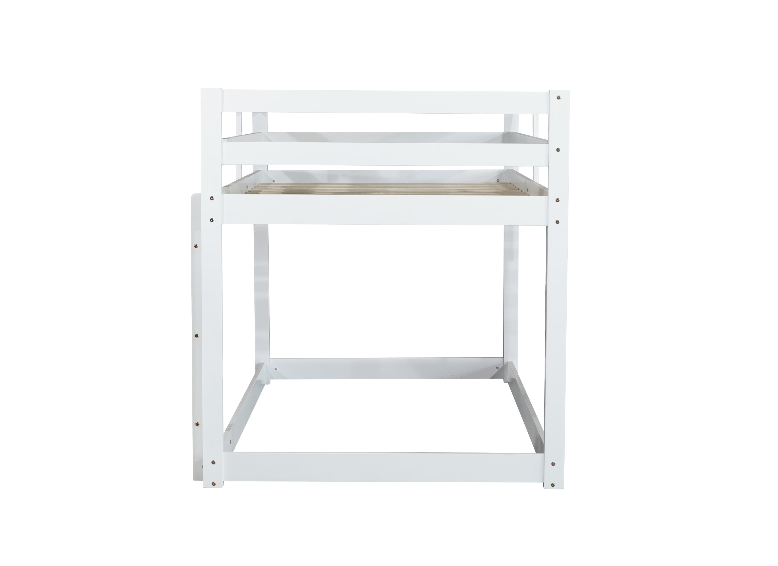 HAOYYE Solid Wooden, Solid Rubber Wooden Twin over Twin Loft Bed with Ladder, with Bed Platform of Strengthened Slats,White Sturdy Space-Saving Heavy Duty Modern Design Adults Dorm Room Easy Assembly
