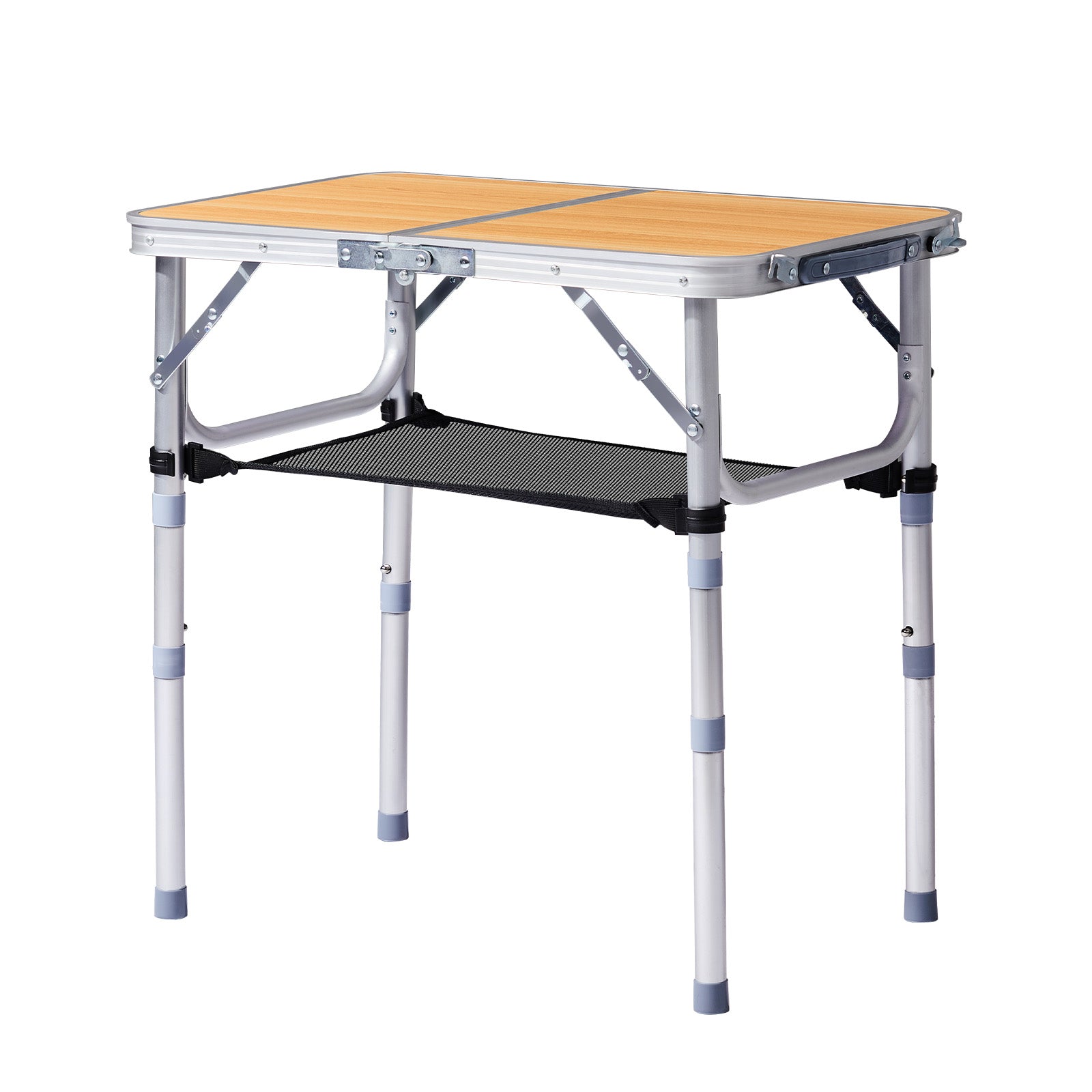 HAOYYE Wooden Pattern with 3 Adjustable Heights Outdoor Folding Camping Table, Portable Aluminum Foldable Patio Side Table, Lightweight and Durable Design with Carry Handle for Hiking, Picnic, BBQ, Beach, Indoor or Outdoor Use