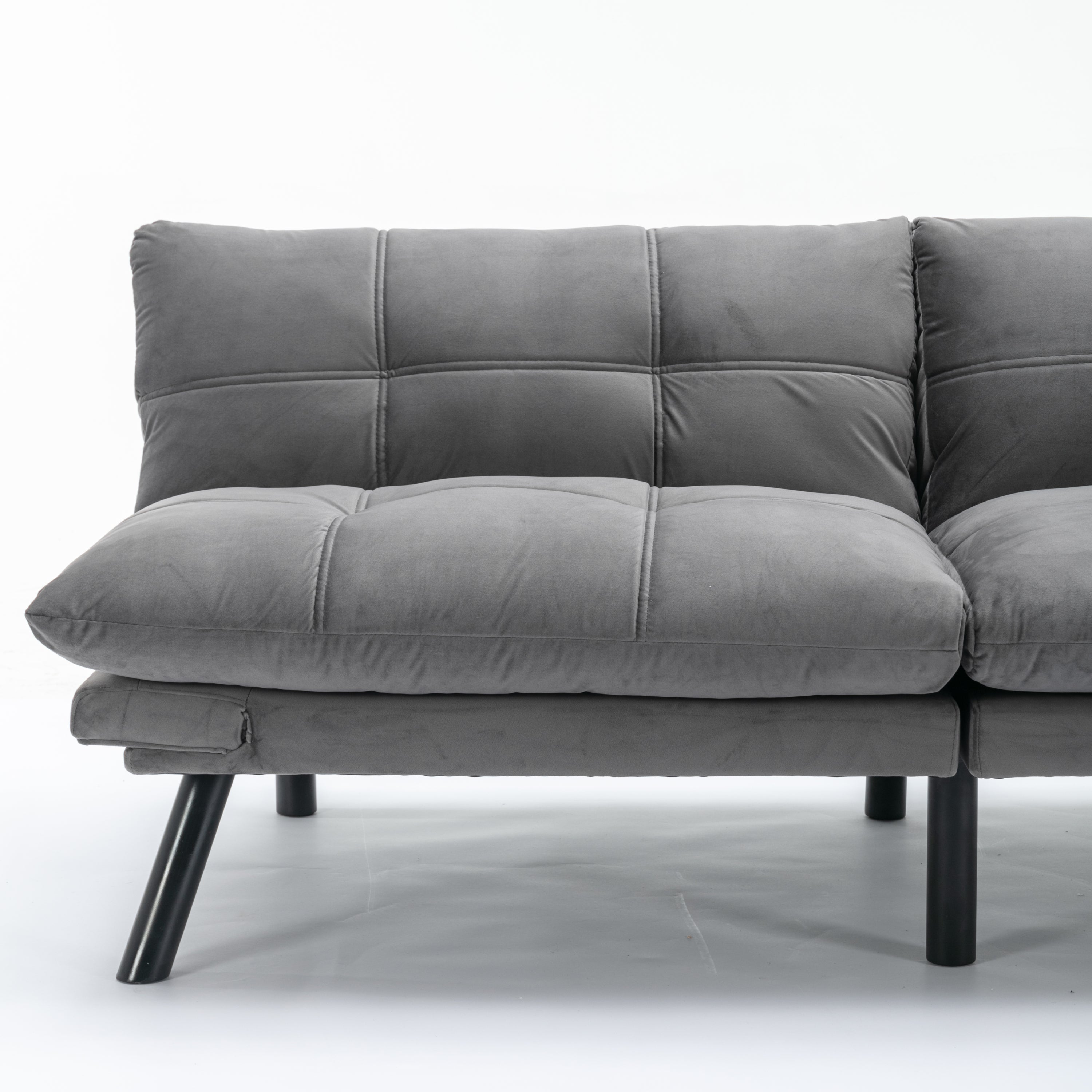 HAOYYE Light Grey Convertible Folding Modern sofa Bed Sturdy Space-Saving Heavy Duty Modern Design Adults Dorm Room Easy Assembly Bedroom Furniture