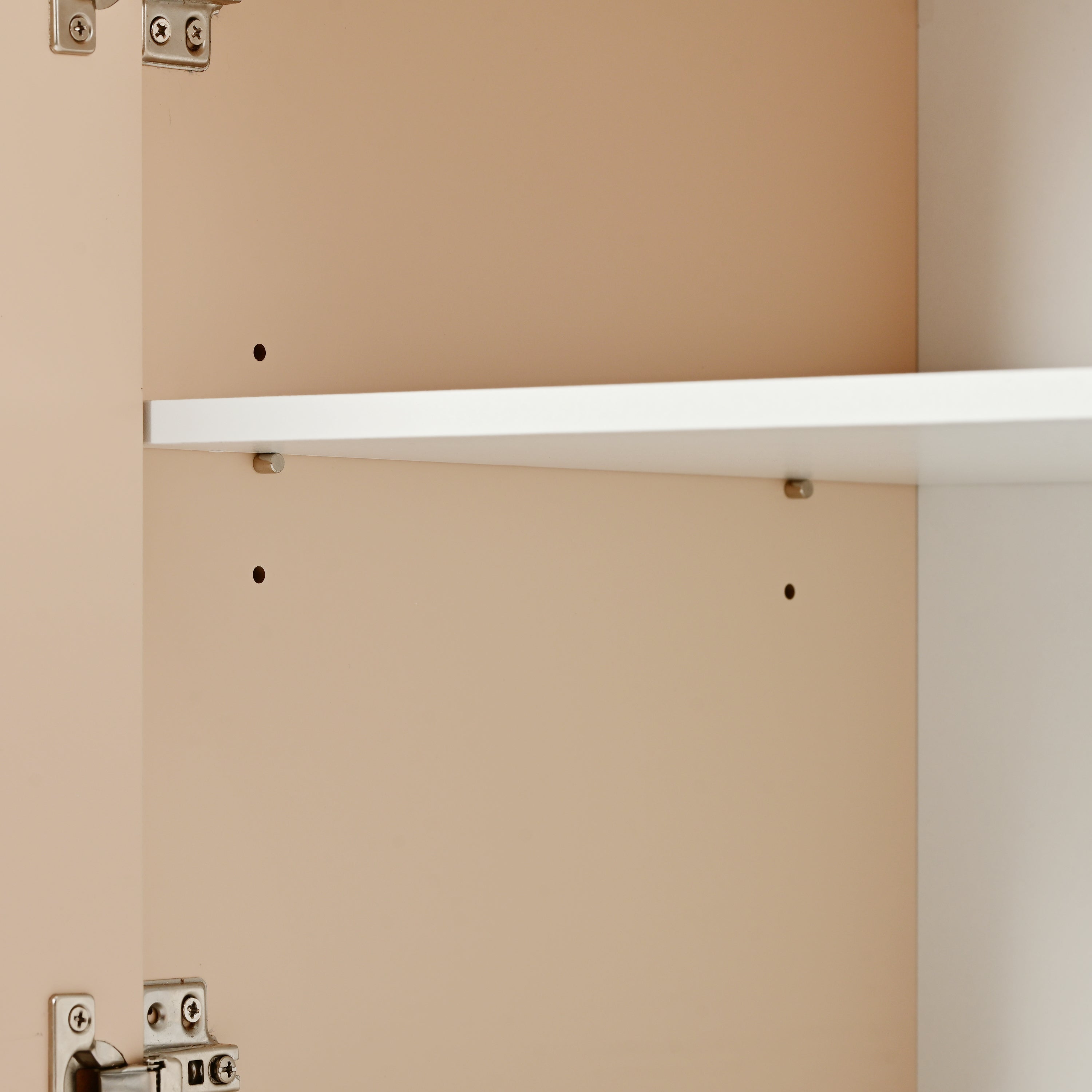 HAOYYE Minimalist Style 60"L Large Storage Space Sideboard with 4 Doors and Rebound Device for Living Room and Entryway (Apricot Cream) Sturdy Space-Saving Heavy Duty Modern Design Adults
