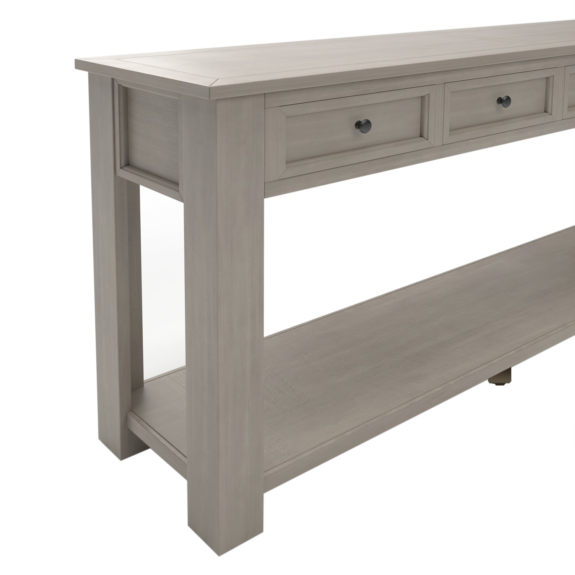 HAOYYE Console Table with Storage Drawers and Bottom Shelf for Entryway or Hallway, Gray Wash, Sturdy Space-Saving Design, Heavy Duty Construction, Easy Assembly, Durable and Stylish Home Furniture