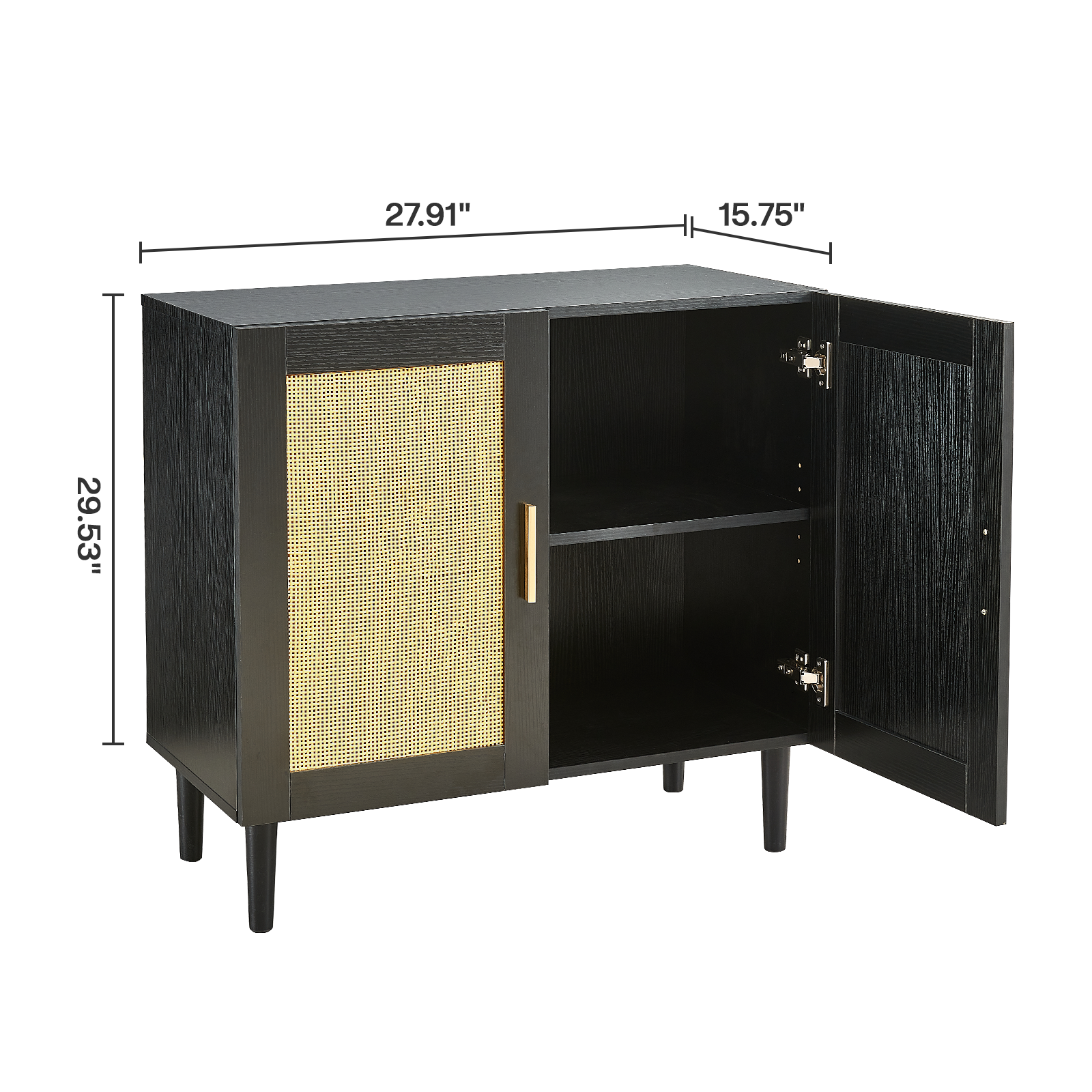 HAOYYE Side panel buffet cabinet with natural rattan door, rattan storage cabinet with adjustable shelves, side panel and buffet with storage space, modern console cabinet in bedroom and living room Sturdy