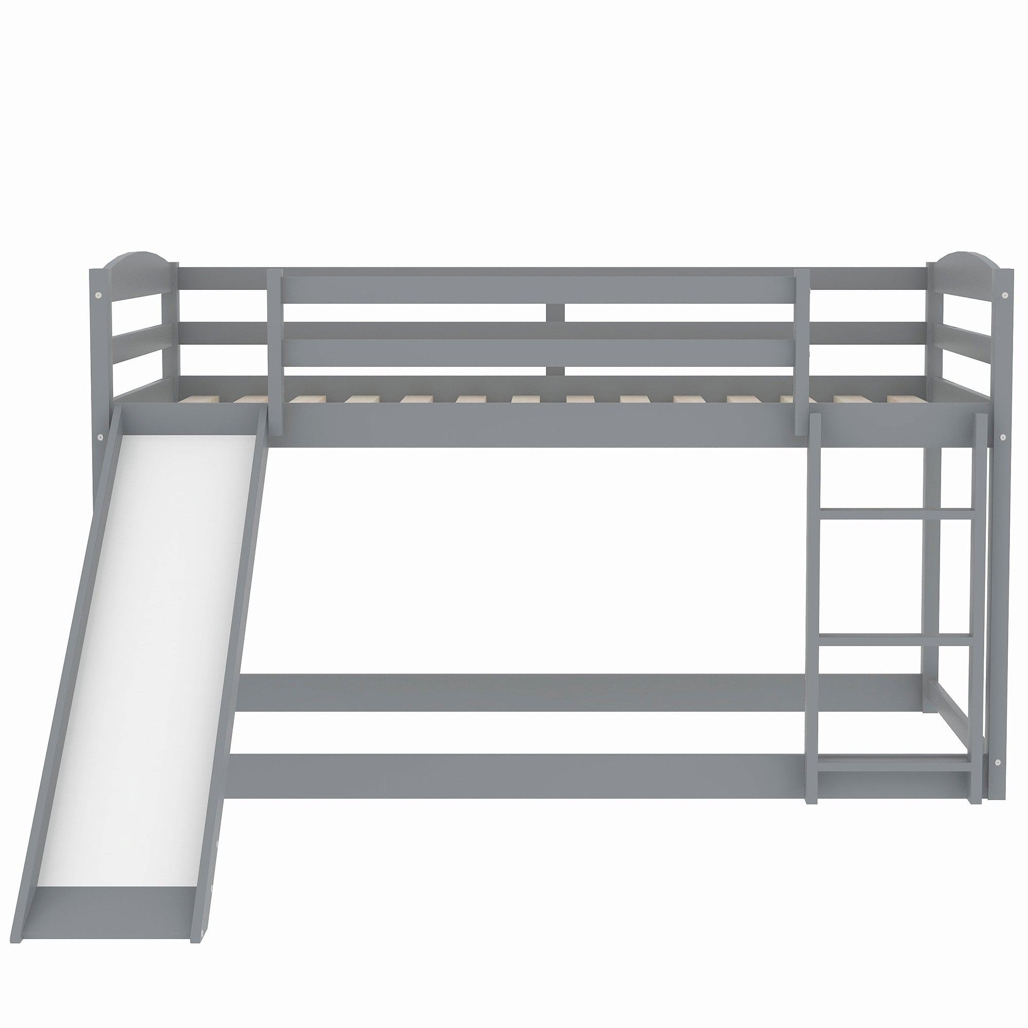 HAOYYE Twin over Twin Bunk Bed with Convertible Slide and Ladder , Gray(Old SKU:WF281725AAE) Sturdy Space-Saving Heavy Duty Modern Design Adults Dorm Room Easy Assembly Bedroom Furniture