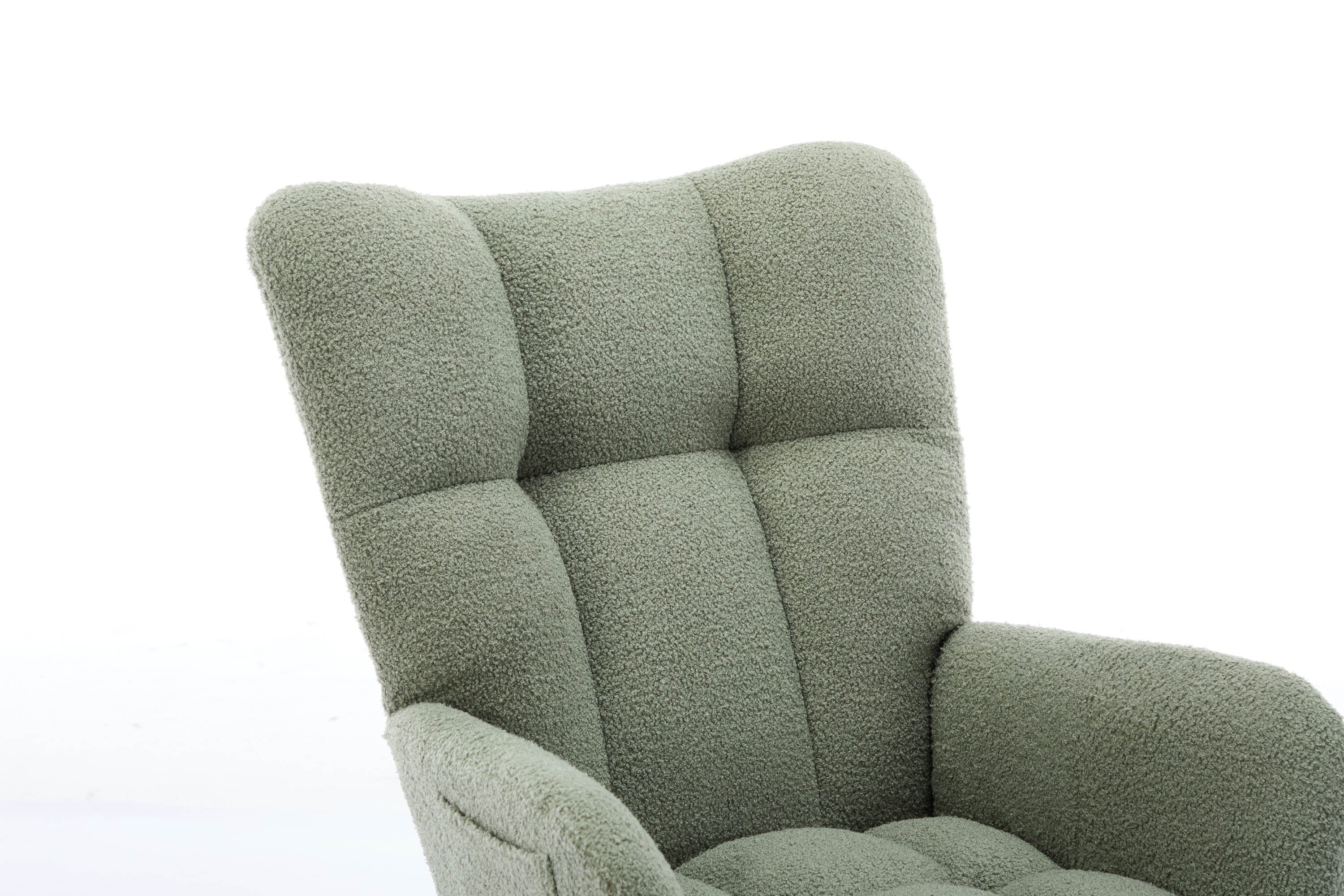 Haoyye Modern Upholstered Nursery Rocking Chair with High Backrest, Teddy Fabric Glider Accent Armchair with Solid Wood Legs and Metal Frame, Comfortable Rocker for Bedroom, Living Room or Lounge, Gentle Swing Chair in Green
