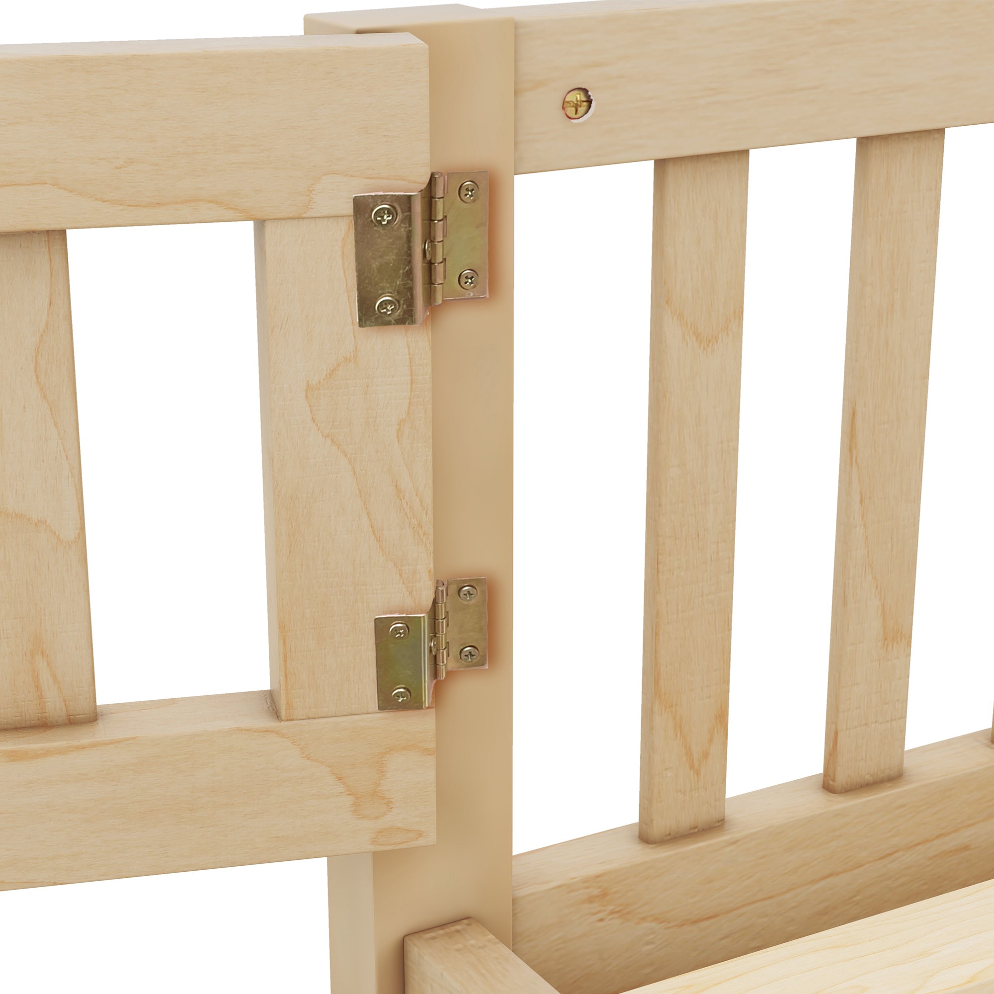 HAOYYE Full Size Bed Floor Bed with Safety Guardrails and Door for , Natural(Old SKU: W158090693) Sturdy Space-Saving Heavy Duty Modern Design Adults Dorm Room Easy Assembly Bedroom Furniture