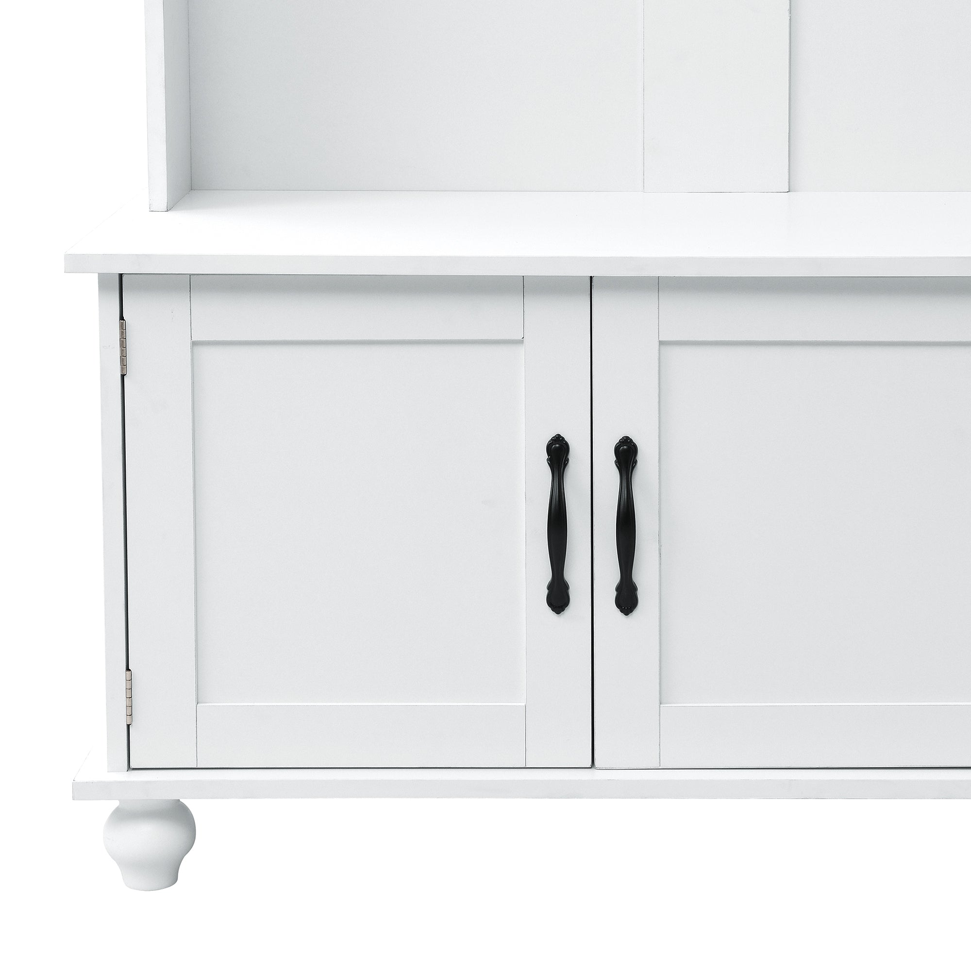 HAOYYE Modern White Hall Tree with Storage Cabinet, 2 Large Drawers, and 5 Coat Hooks, Sturdy Space-Saving Mudroom Bench, Heavy Duty Design for Adults