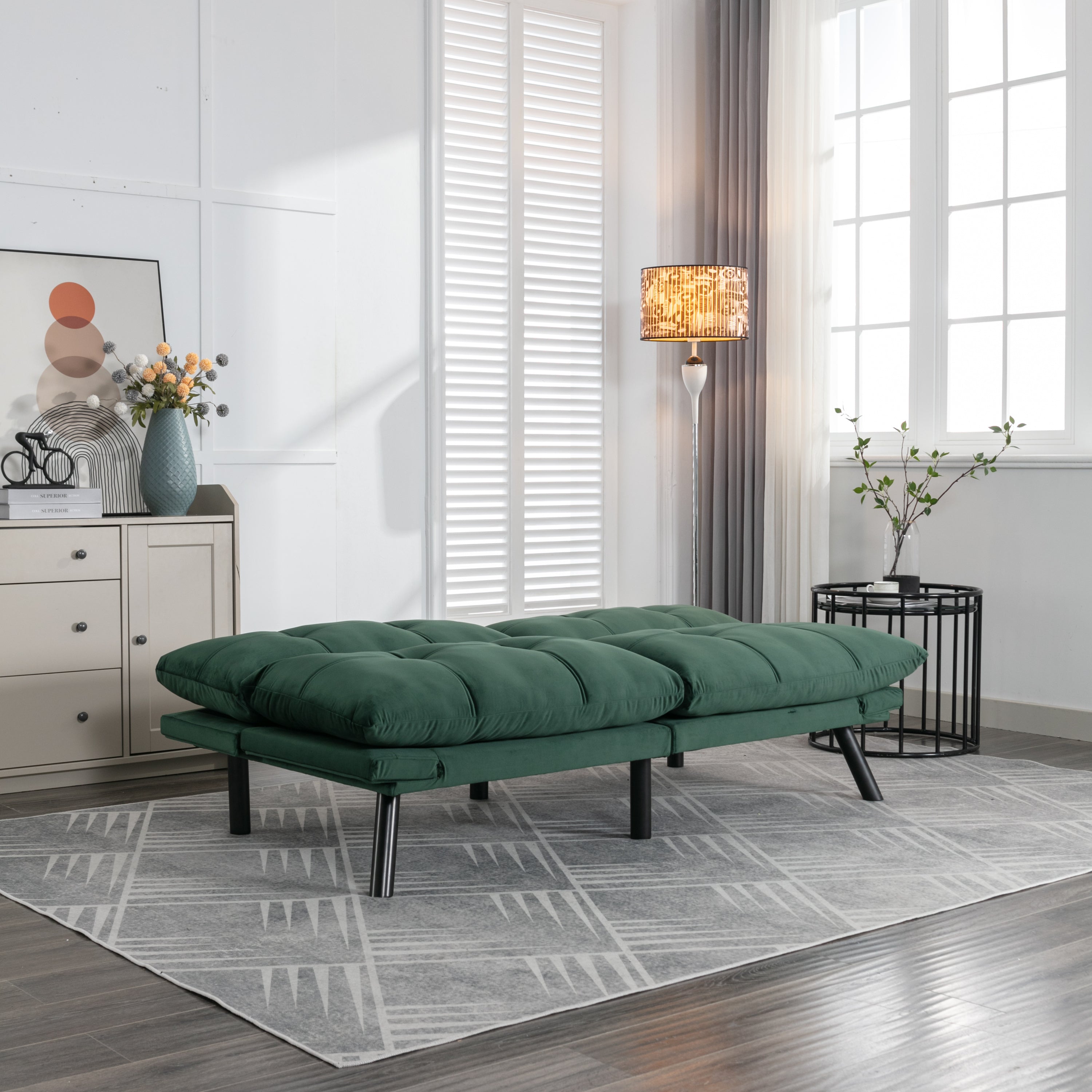 HAOYYE Emerald Convertible Folding Modern sofa Bed Sturdy Space-Saving Heavy Duty Modern Design Adults Dorm Room Easy Assembly Bedroom Furniture