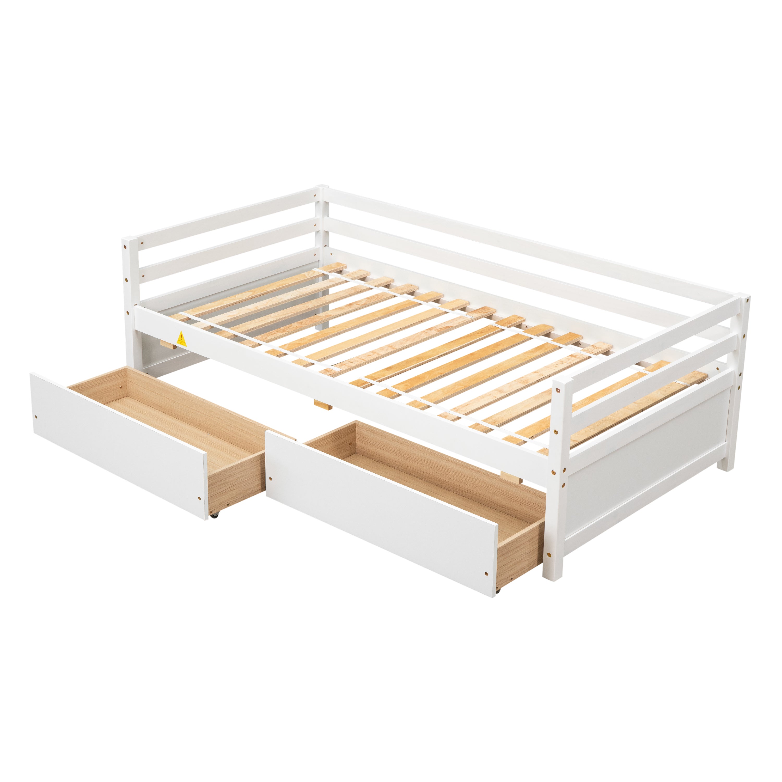 HAOYYE White Daybed with Two Storage Drawers, Sturdy Space-Saving Modern Design, Heavy Duty Construction, Easy Assembly for Adults and Dorm Rooms