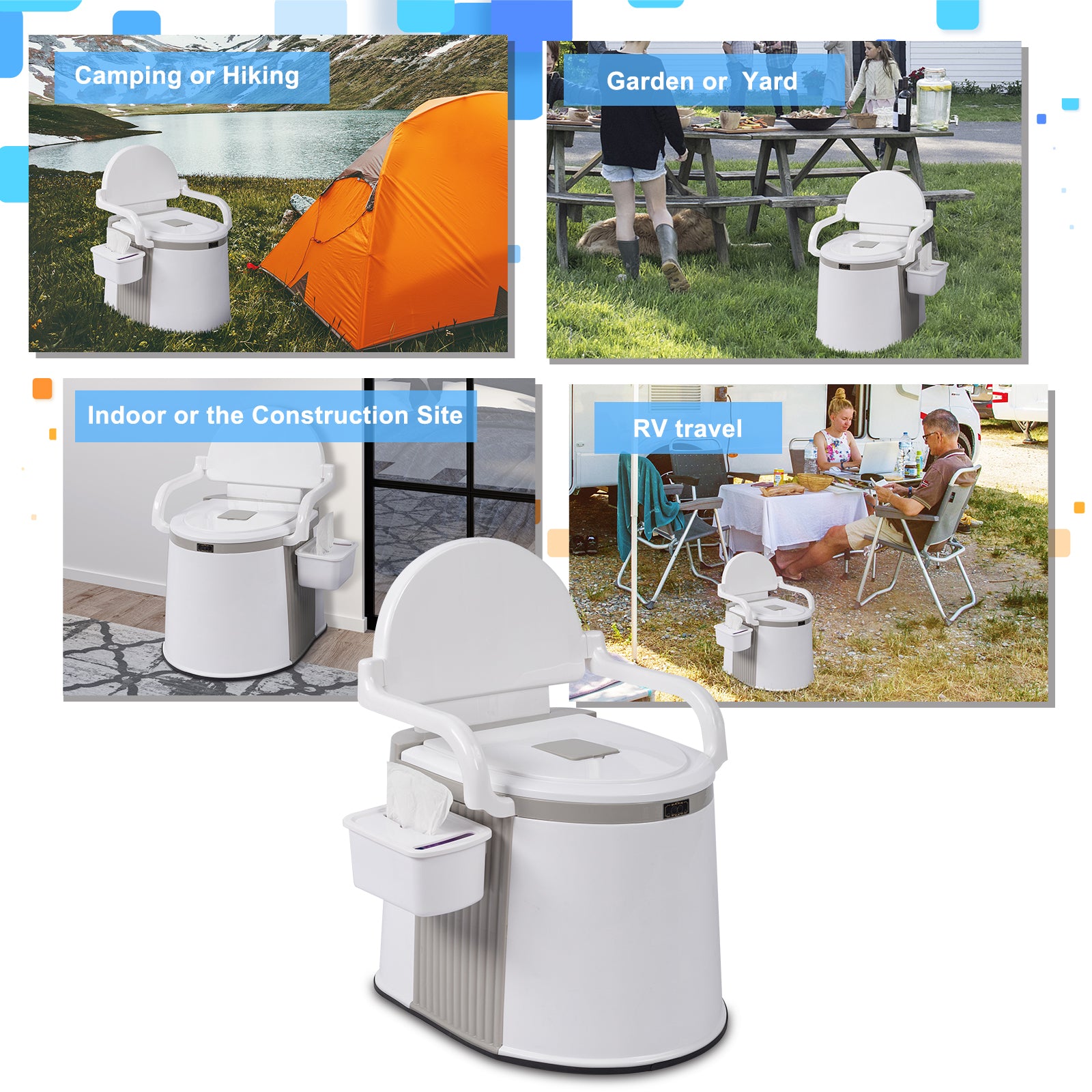 HAOYYE Portable Outdoor Toilet, Compact Travel Toilet for Camping, Hiking, Fishing, and RV Self-Driving, Easy to Use with 5-Gallon Bucket and Anti-Slip Features, Convenient for Outdoor Adventures