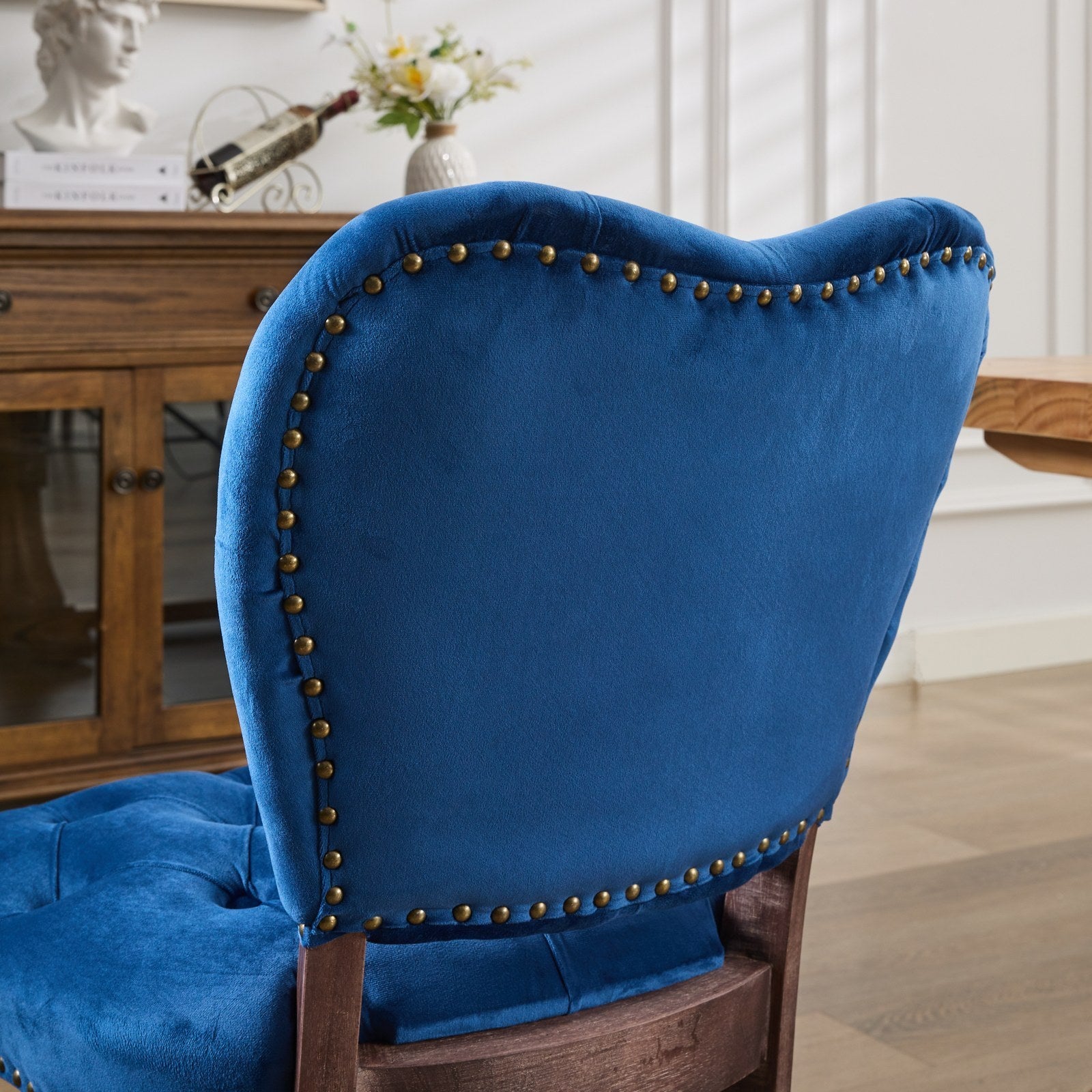 HAOYYE French Vintage Tufted Upholstered Fabric Dining Chair,Set of 2,Blue,SW1869BL Sturdy Space-Saving Heavy Duty Modern Design Easy Assembly Durable Stylish Home Furniture Versatile
