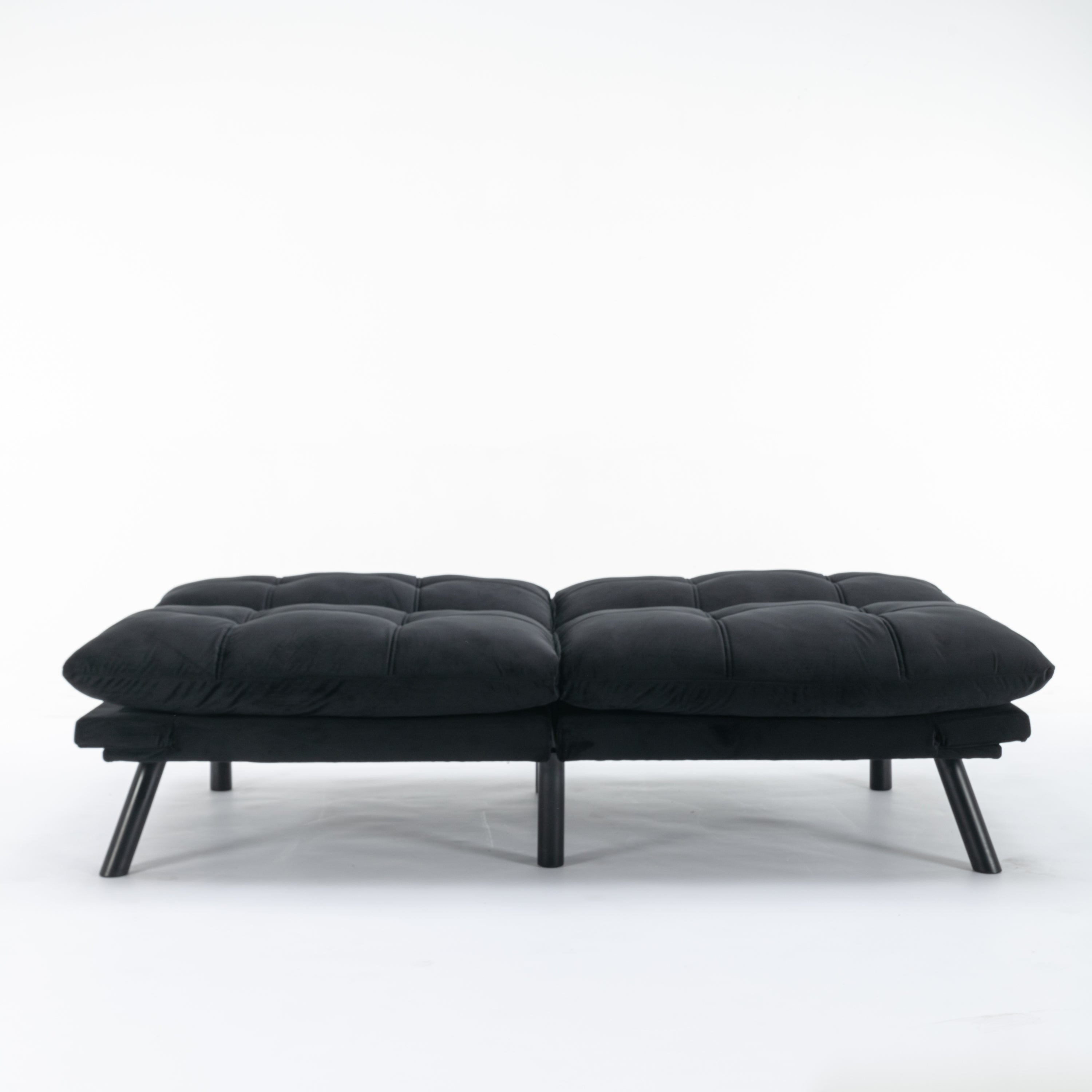 HAOYYE Black Convertible Folding Modern Sofa Bed, Sturdy Space-Saving Heavy Duty Design for Adults Dorm Room Easy Assembly Bedroom Furniture