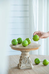 HAOYYE D10.5" x 7.5" Cake Stand, Wood Cake Plate with Magnesium Base Sturdy Space-Saving Heavy Duty Modern Design Adults Dorm Room Easy Assembly Bedroom Furniture
