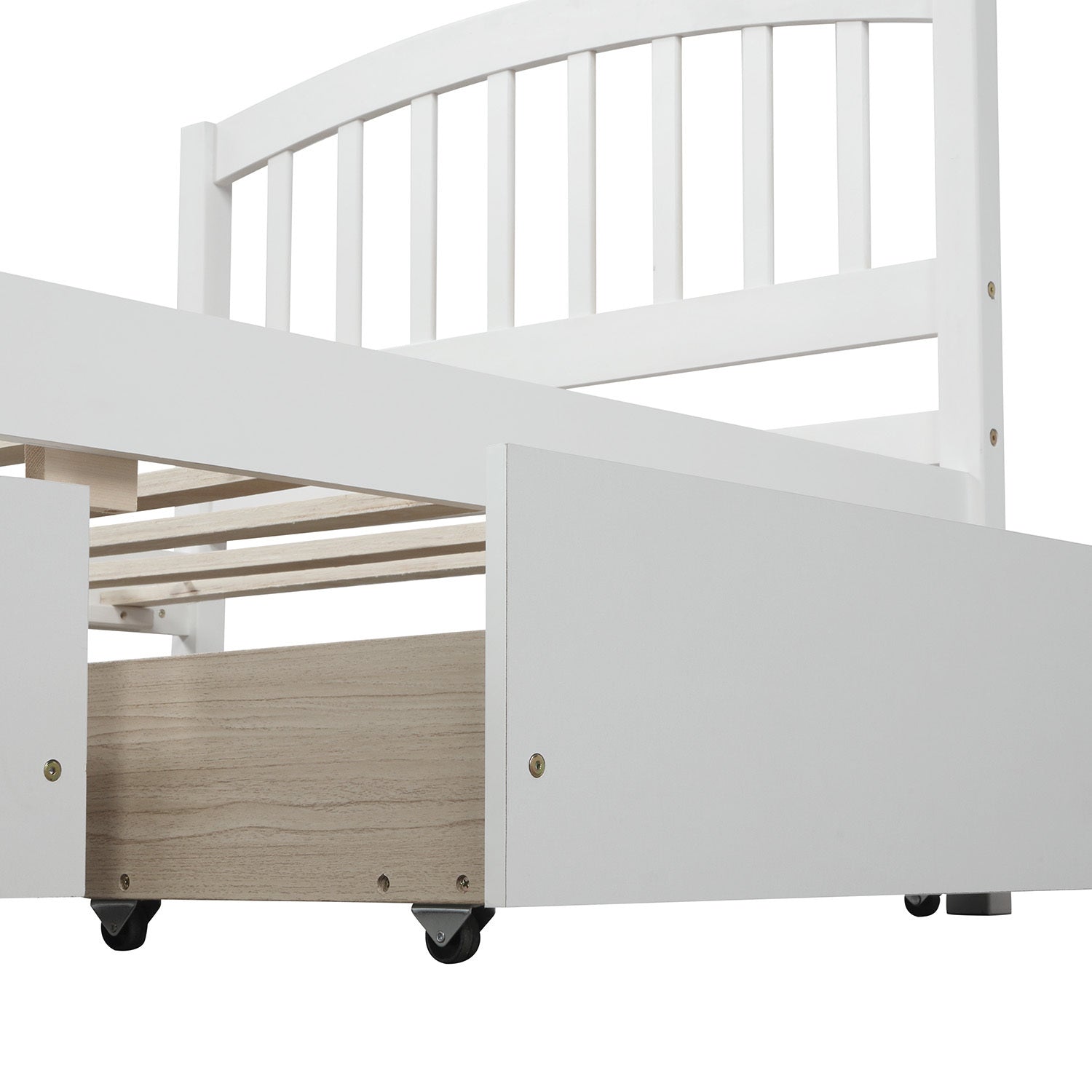HAOYYE Twin Platform Bed Frame with Two Storage Drawers and Headboard, White, Sturdy Space-Saving Design, Heavy Duty Construction, Easy Assembly, Durable and Stylish Home Furniture