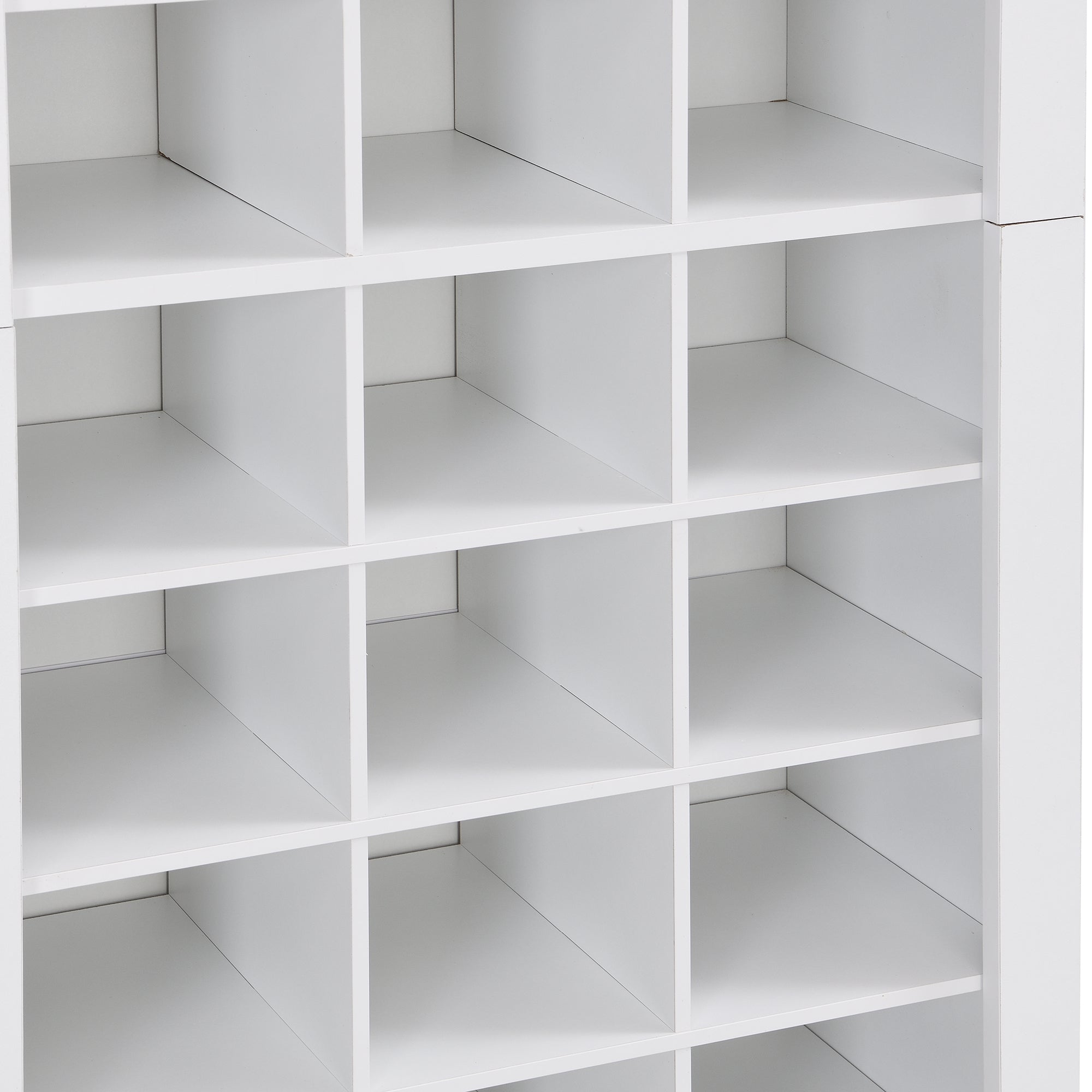 HAOYYE ON-TREND Stylish Design 30 Shoe Cubby Console, Contemporary Shoe Cabinet with Multiple Storage Capacity, Free Standing Tall Cabinet with Versatile Use for Hallway, Bedroom, White Sturdy Space-Saving