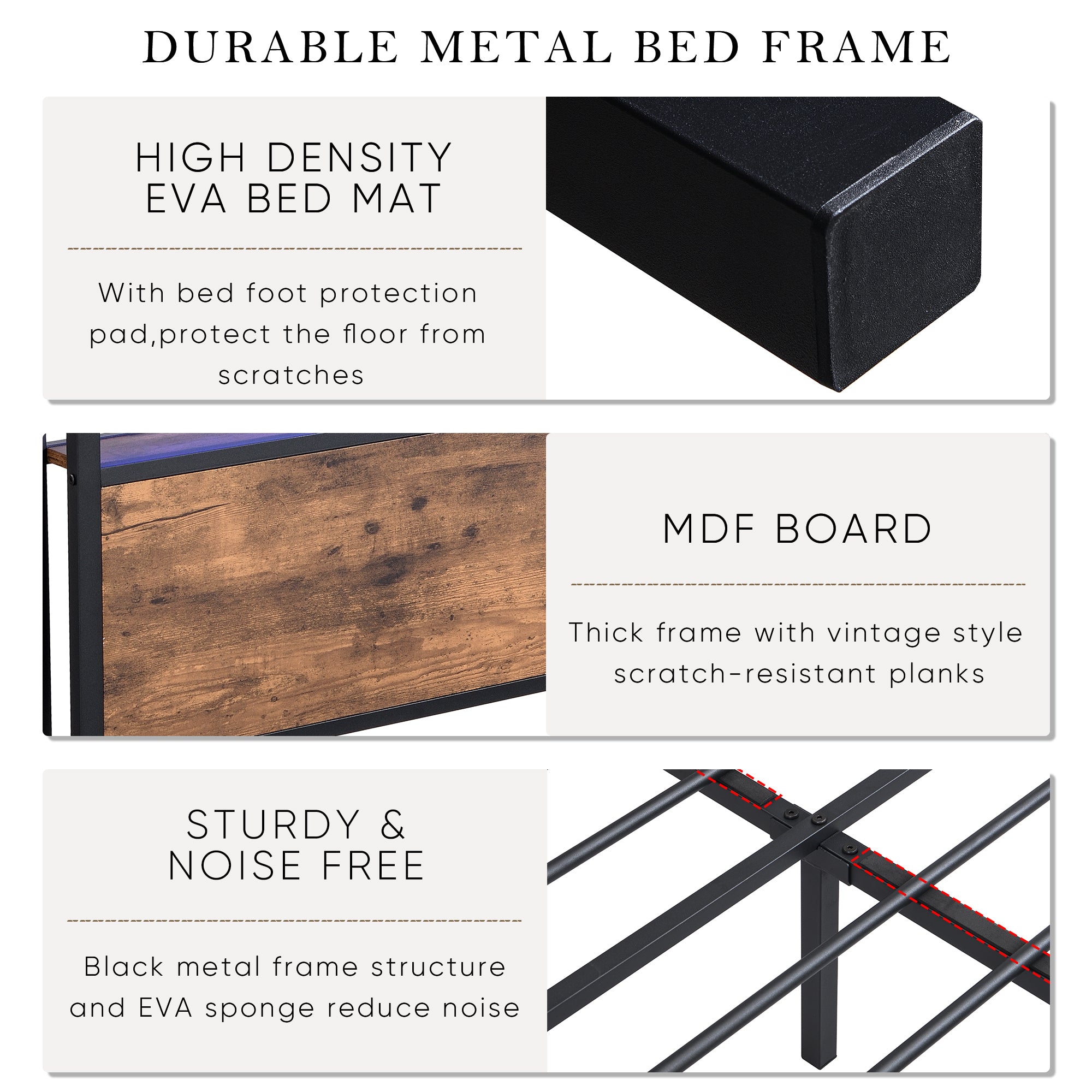 HAOYYE Full Size Bed Frame with Storage Headboard and 2 Drawers, LED Lights Bed with Charging Station, Metal Platform Bed No Noise, Mattress Foundation Strong Metal Slats Support No Box Spring Needed Sturdy