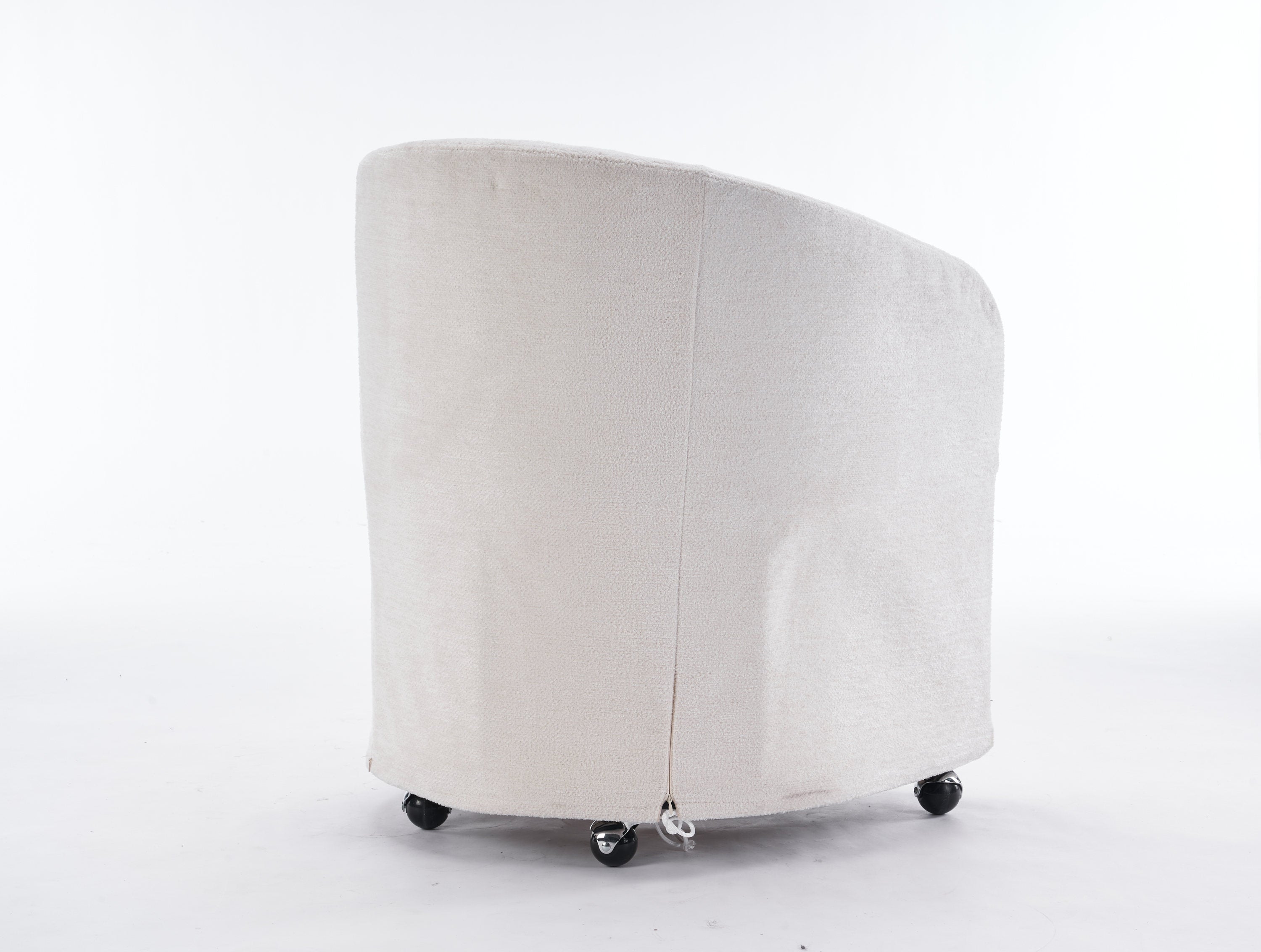 HAOYYE 059-Set of 1 Chenille Fabric Dining Armchair With Back Cushion and Universal Wheels,Beige Sturdy Space-Saving Heavy Duty Modern Design Adults Dorm Room Easy Assembly Bedroom Furniture