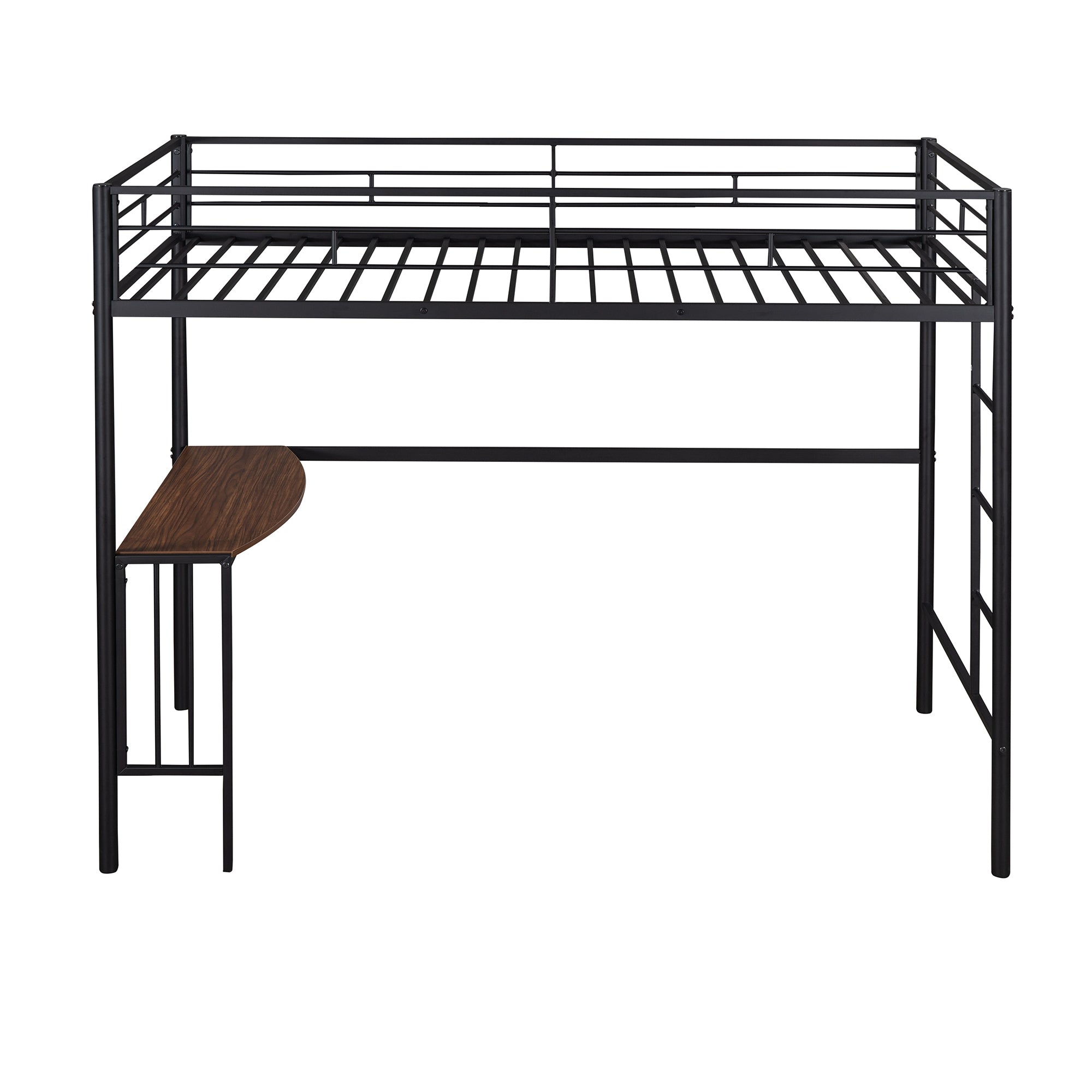 HAOYYE Twin Metal Loft Bed with Desk, Ladder and Guardrails, Loft Bed for Bedroom, Black(OLD SKU : MF195191AAB) Sturdy Space-Saving Heavy Duty Modern Design Easy Assembly Durable Stylish Home Furniture