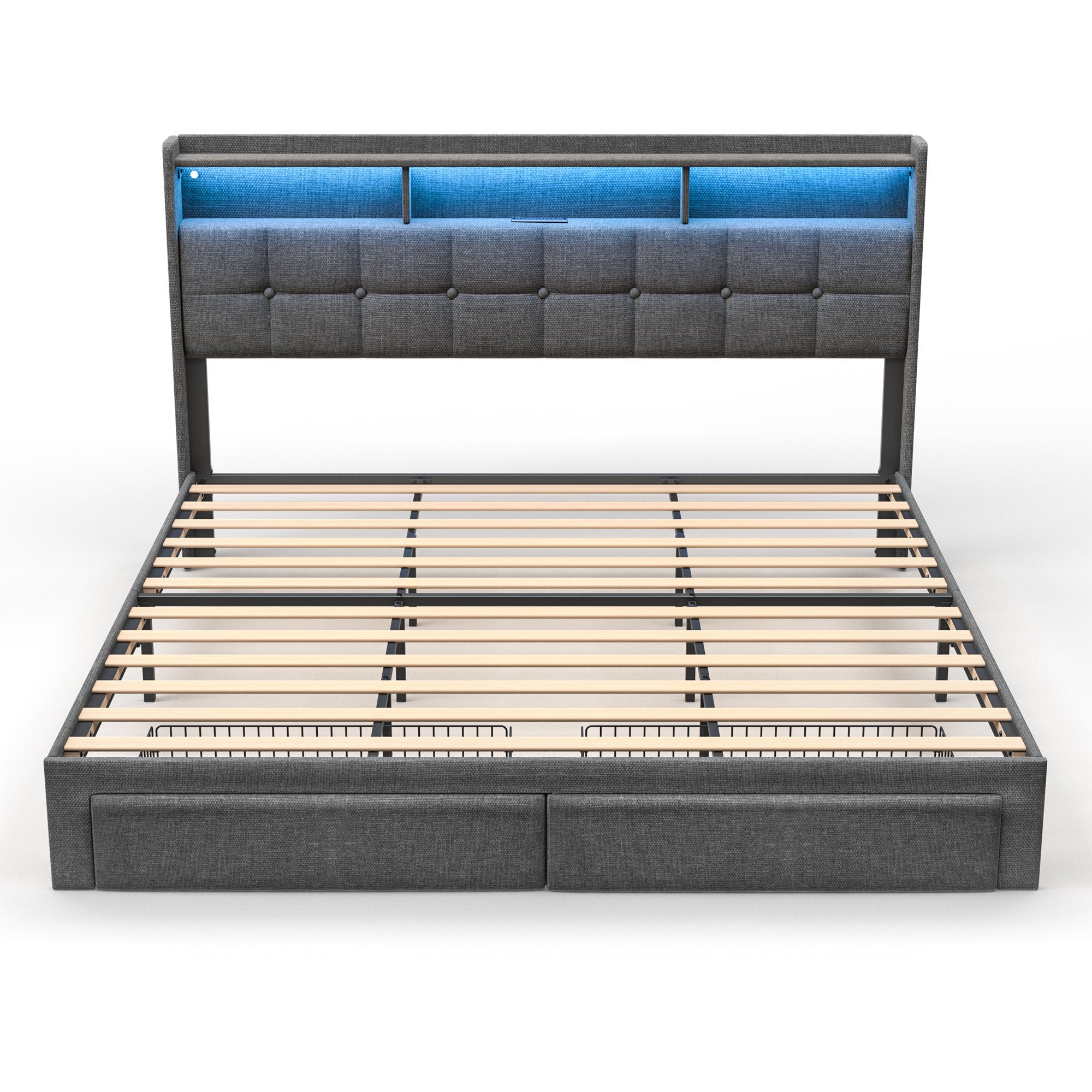 HAOYYE BED 778KING-DG-CLB Sturdy Space-Saving Heavy Duty Modern Design Adults Dorm Room Easy Assembly Bedroom Furniture
