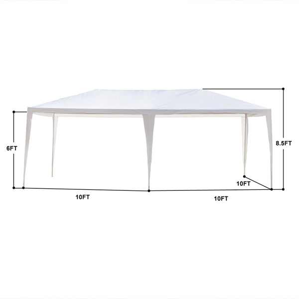 HAOYYE 10x20ft White Outdoor Party Tent Waterproof PE Canopy with Heavy Duty Iron Frame, Threaded Pipes for Backyard Wedding Event Picnic Shelter