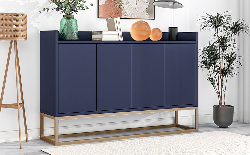 HAOYYE Modern Sideboard Elegant Buffet Cabinet with Large Storage Space for Dining Room, Entryway (Navy) Sturdy Space-Saving Heavy Duty Modern Design Adults Dorm Room Easy Assembly