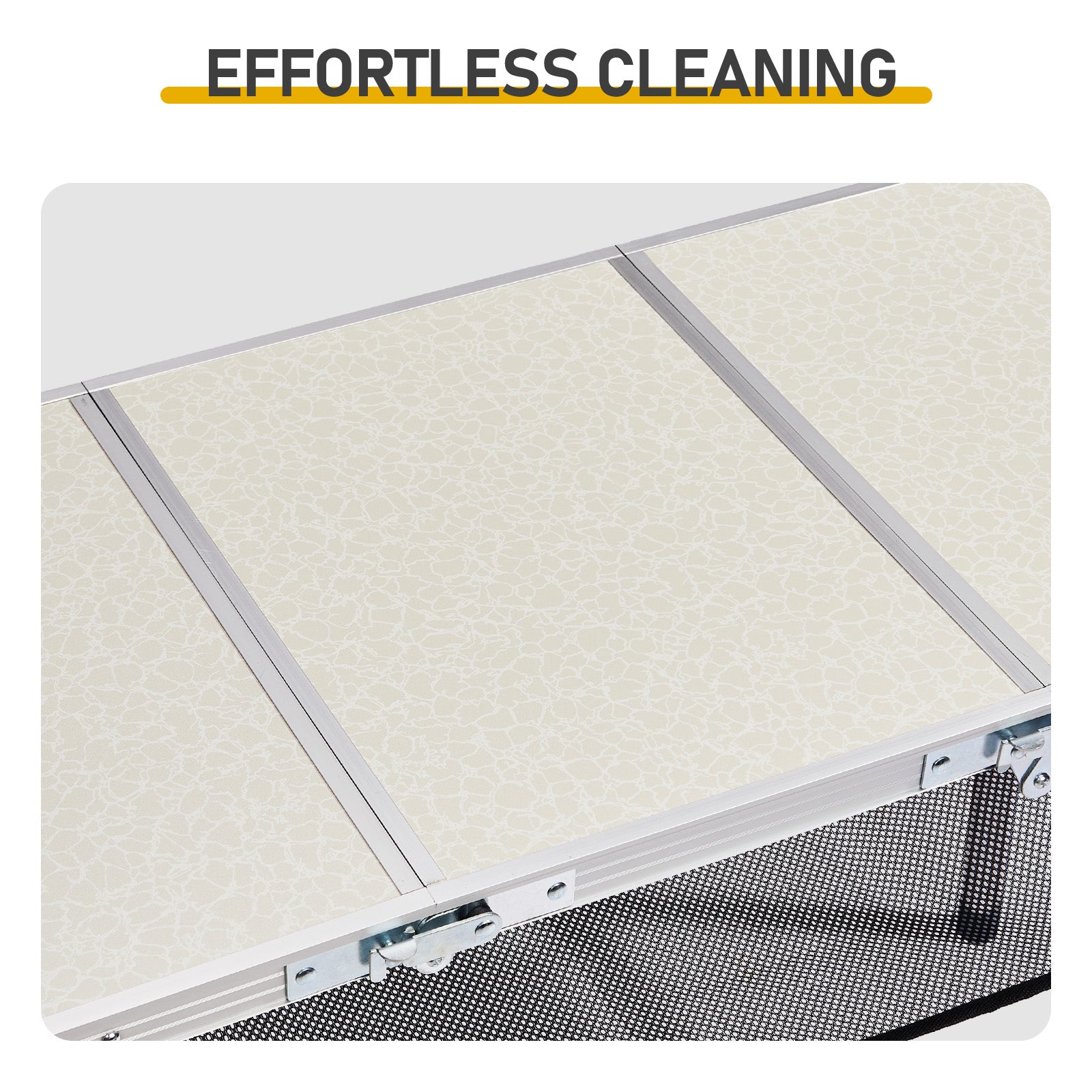 HAOYYE White with 3 Adjustable Heights Outdoor Folding Camping Table, Portable Aluminum Foldable Patio Side Table, Lightweight and Durable Design with Carry Handle for Hiking, Picnic, BBQ, Beach, Indoor or Outdoor Use