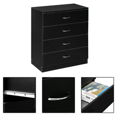 HAOYYE Modern Simple 4-Drawer Dresser with Durable P2 Particle Board Construction, Sleek Black Finish, Space-Saving Storage Solution for Bedroom Living Room or Family Room, Elegant and Functional Home Furniture