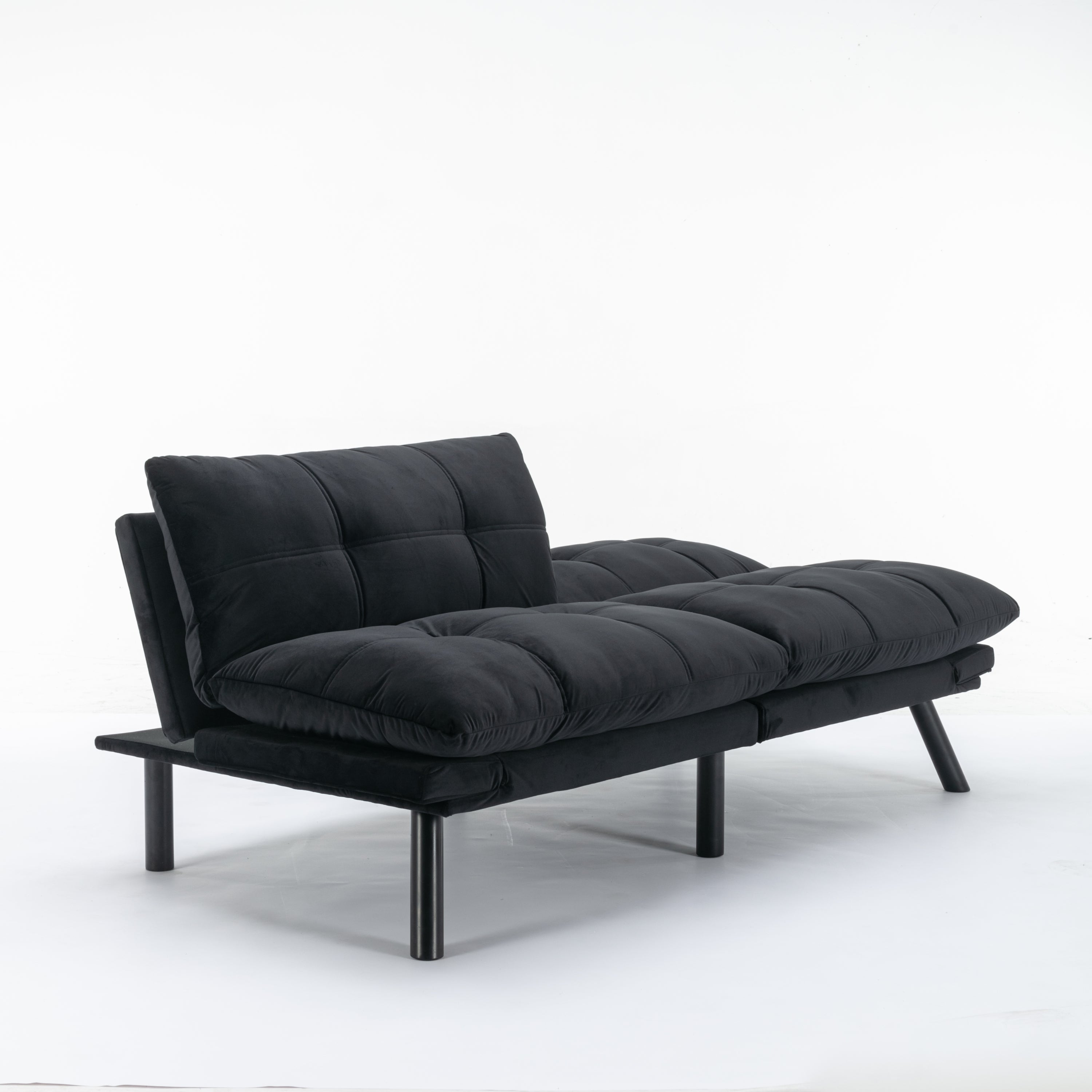 HAOYYE Black Convertible Folding Modern Sofa Bed, Sturdy Space-Saving Heavy Duty Design for Adults Dorm Room Easy Assembly Bedroom Furniture