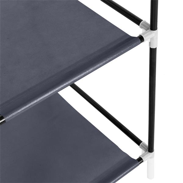 DE Direct HAOYYE Portable Clothes Closet Wardrobe with Double Hanging Rods and Shelves Non-Woven Fabric Storage Organizer for Bedroom Apartment Entryway Walk-In Closet Easy to Assemble Space-Saving Dustproof Design in Gray