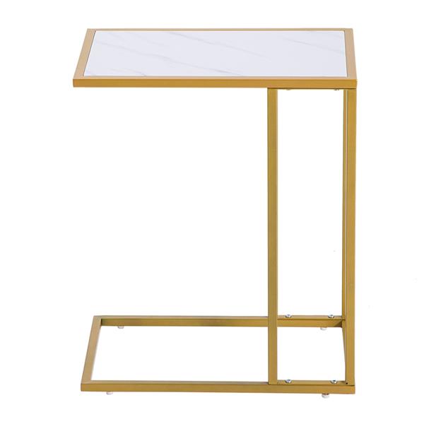 HAOYYE Marble Simple C-Side Table With Sleek Modern Design, Durable White Finish, Perfect For Living Room, Bedroom, Office, Or Small Spaces, Stylish And Functional Accent Table