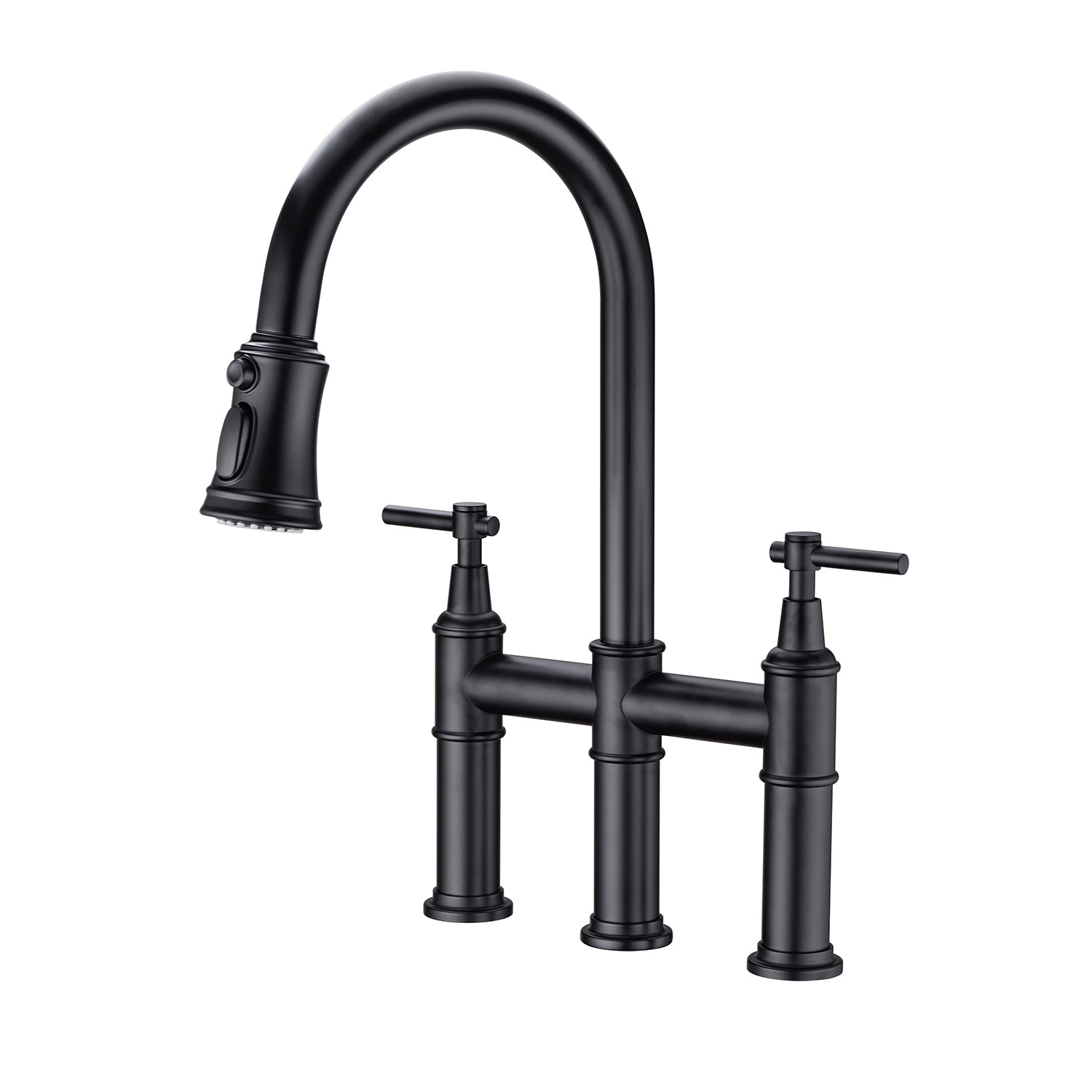 HAOYYE Bridge Kitchen Faucet with Pull-Down Sprayhead in Spot Sturdy Space-Saving Heavy Duty Modern Design Adults Dorm Room Easy Assembly Bedroom Furniture