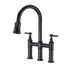HAOYYE Bridge Kitchen Faucet with Pull-Down Sprayhead in Spot Sturdy Space-Saving Heavy Duty Modern Design Adults Dorm Room Easy Assembly Bedroom Furniture