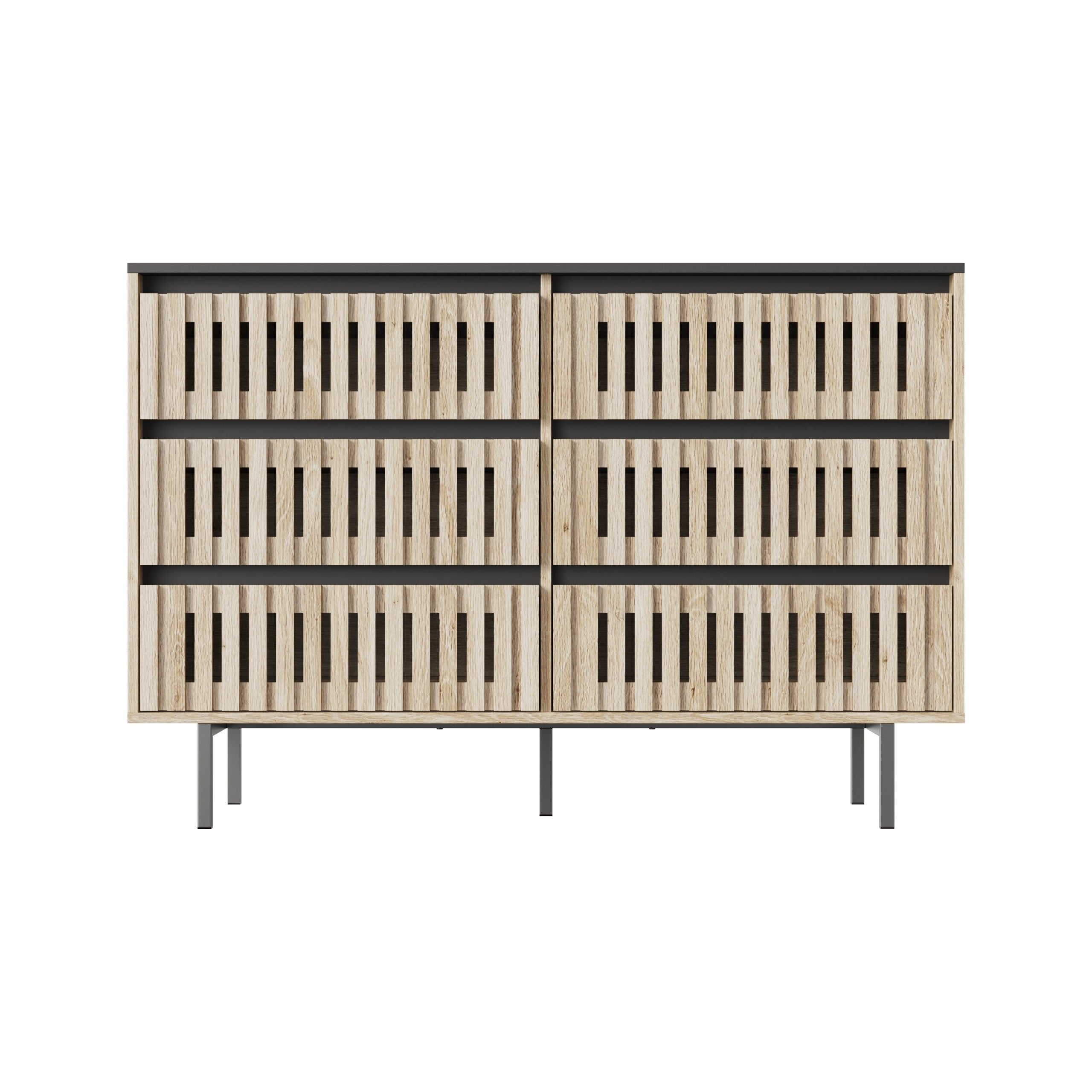 HAOYYE Bedroom Storage Cabinet, Modern Minimalist Six-Drawer Cabinet with Large Capacity, Two-Tone Design, Sturdy Space-Saving Heavy Duty Construction, Ideal for Adults and Dorm Rooms, Easy Assembly